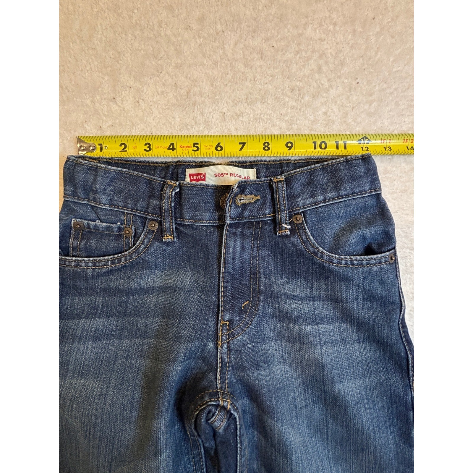 Levis 505 Regular Fit Boys Jeans Dark Wash Straight Leg Size 8 Reg W24 x L22