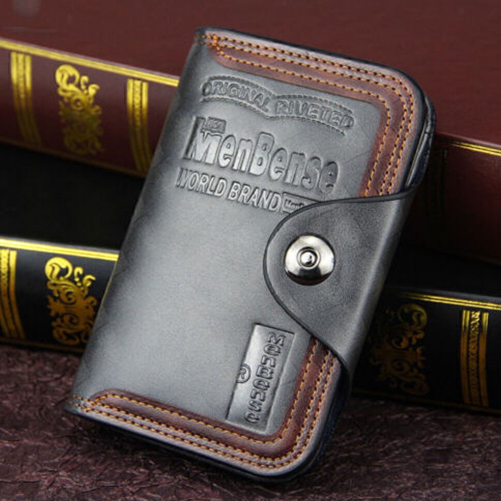 Credit Card Holder Wallet With Hasp Men’s S4 Retro Leather Vertical Section US