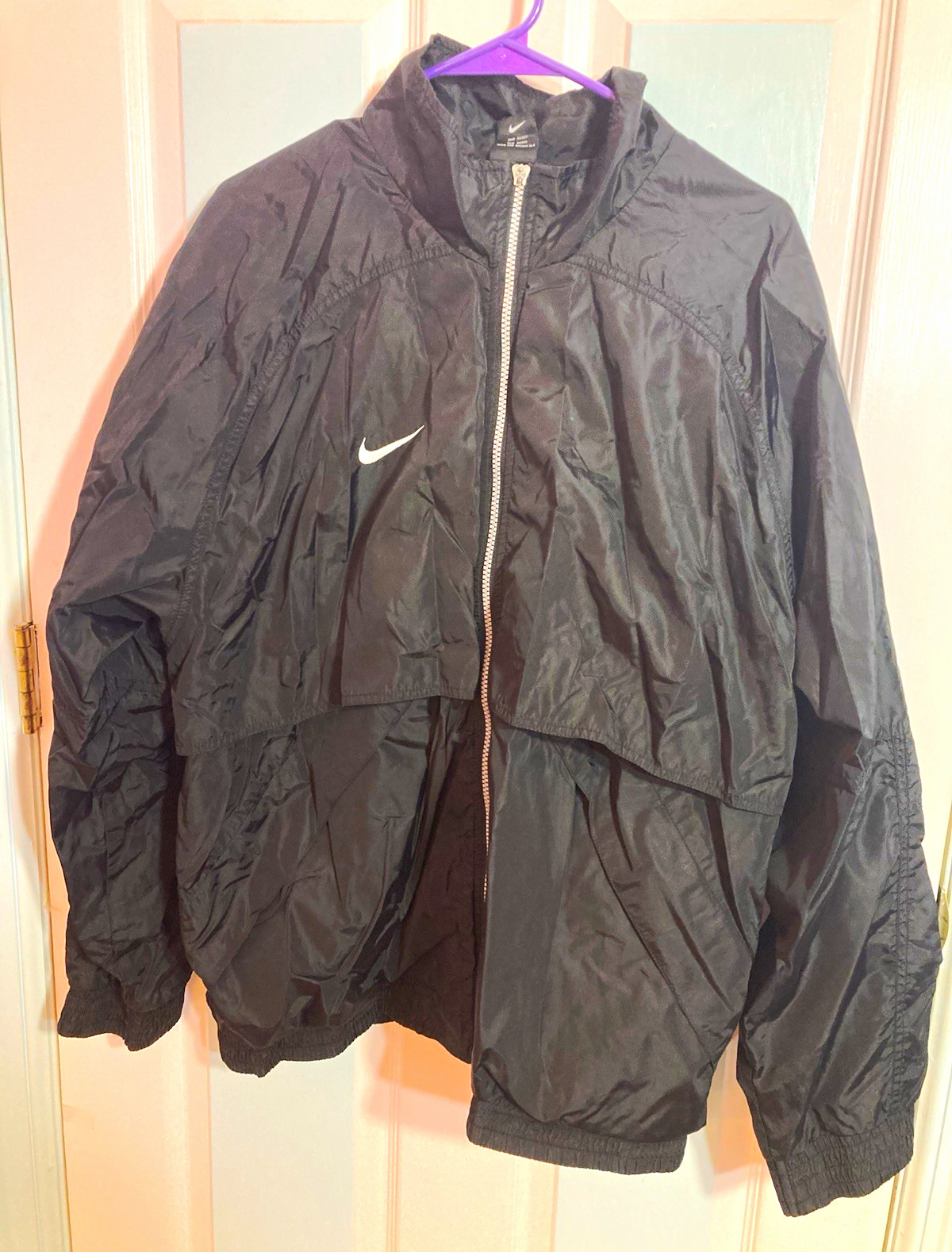 Nike Team Men’s Black Full-Zip Mesh Lined Windbreaker Jacket XL Zipper Missing