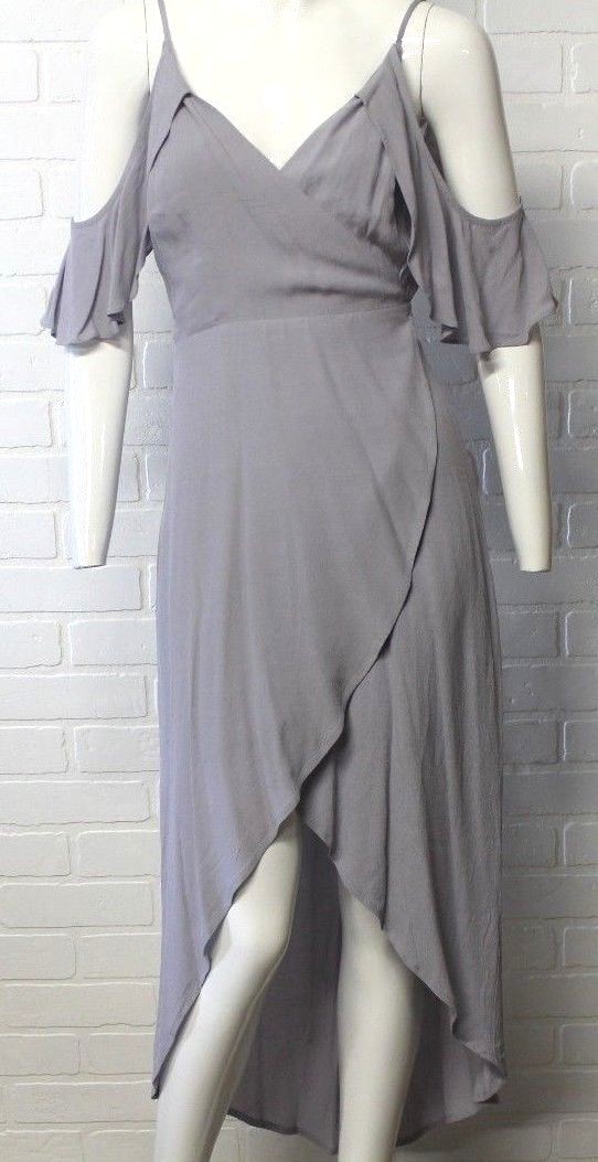 NWT Gianni Bini Gray Grey High Low Wrap Cold Shoulder Dress New CHOOSE SIZE
