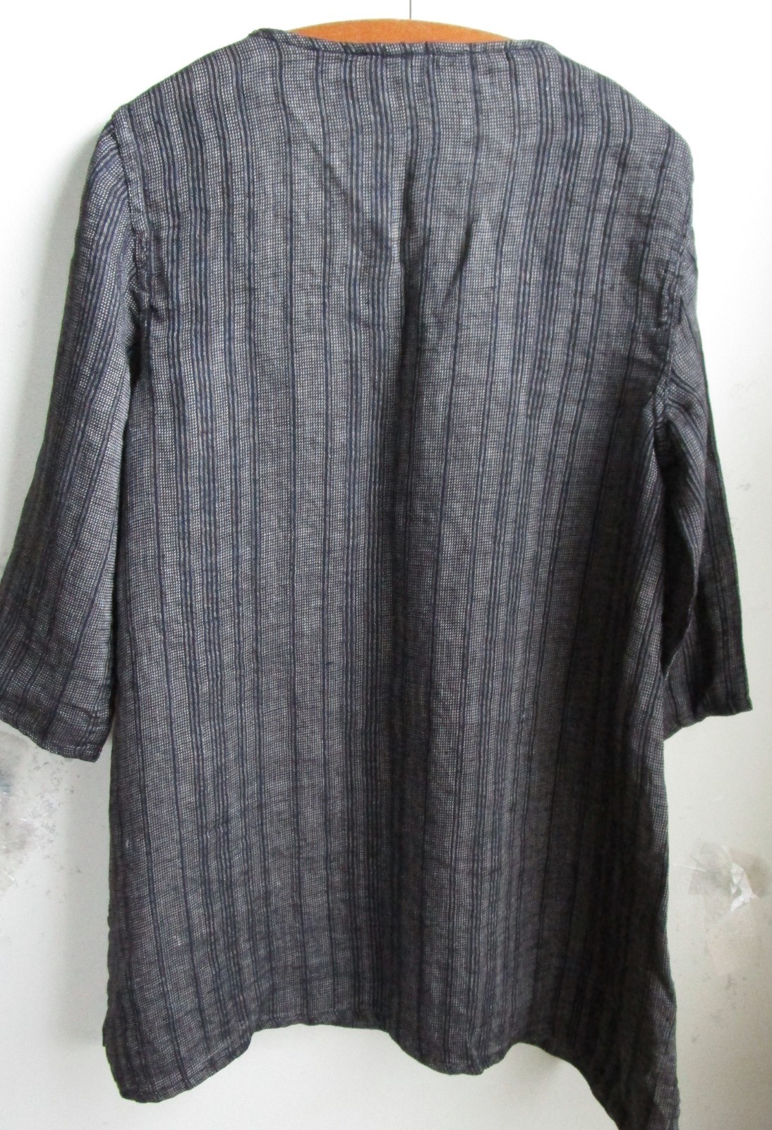 FLAX Designs Linen U NECK TUNIC M NWT Black Striping