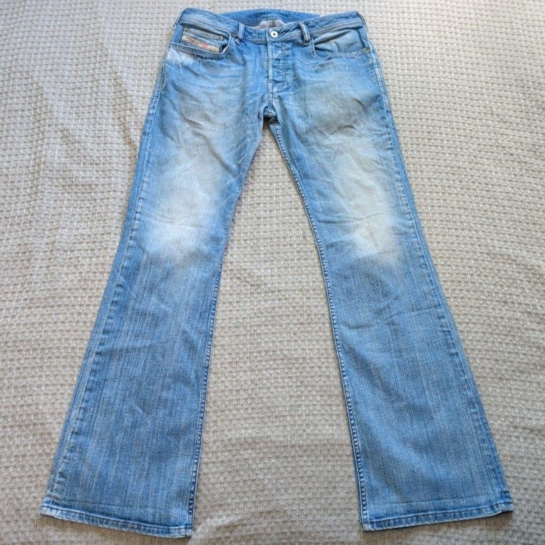Diesel Zathan Jeans Mens 32×34 Light Blue Bootcut Stretch Denim Wash 008W7