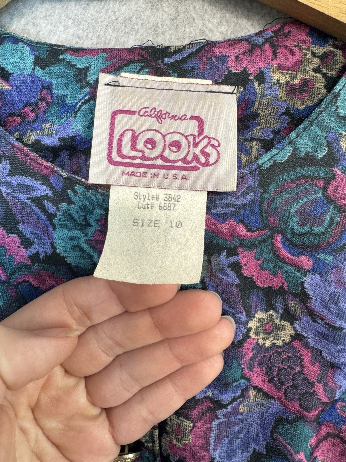 VTG 80s California Looks Floral Jacquard Belted Midi Dress Sz 10 Made USA Purple