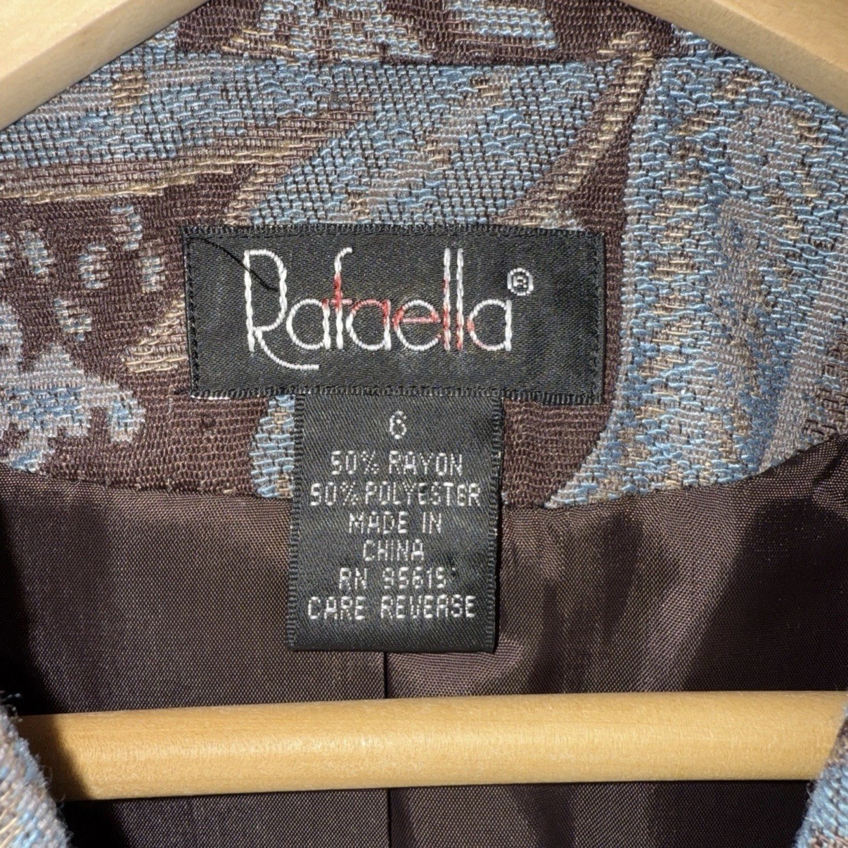 Rafaella Paisley Tapestry Blue Brown Blazer Women’s Size 6 Boho Office Lined