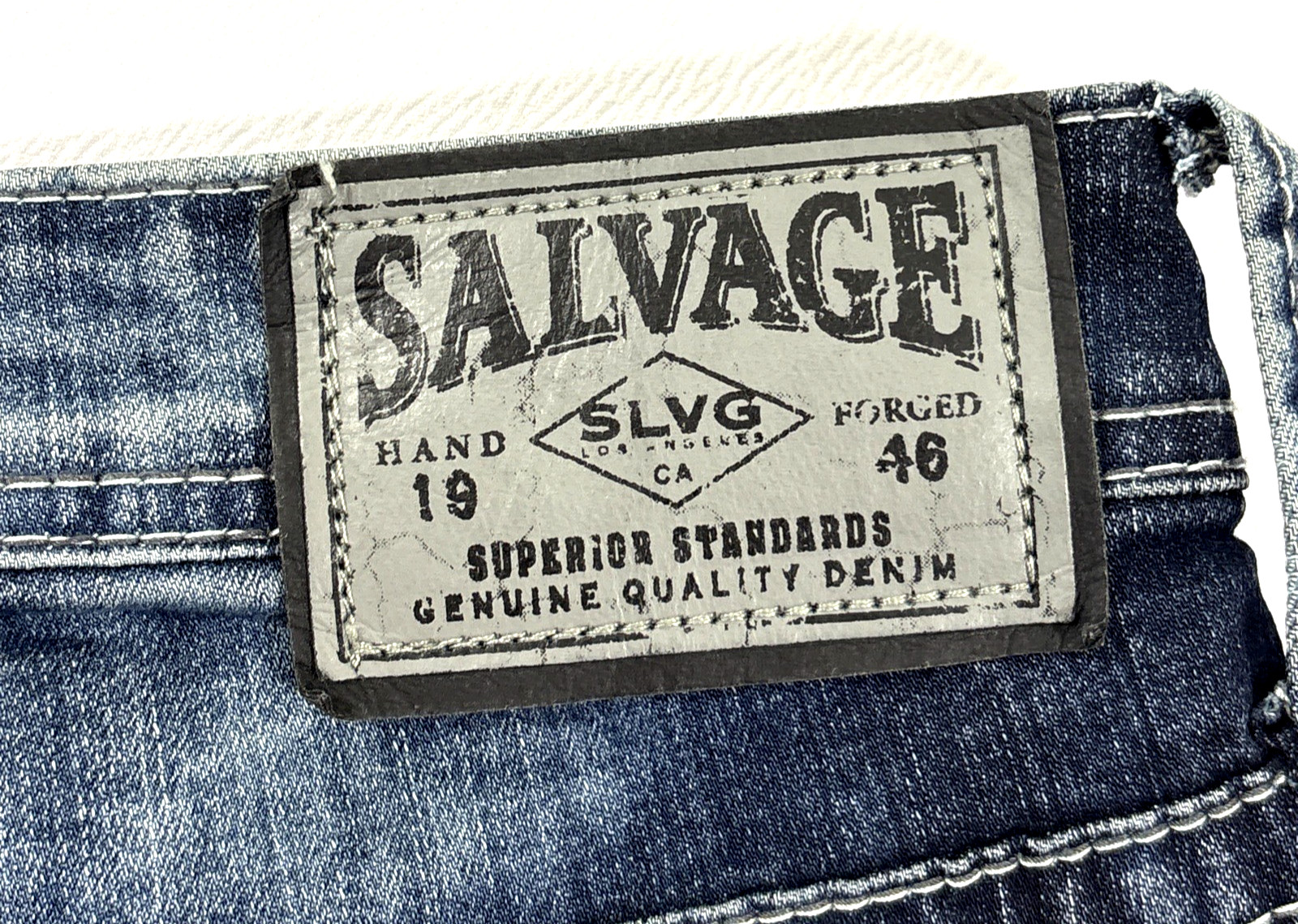 Salvage Denim Anarchy Jeans Mens 31R 32×32 Relaxed Straight Buckle Blue EUC