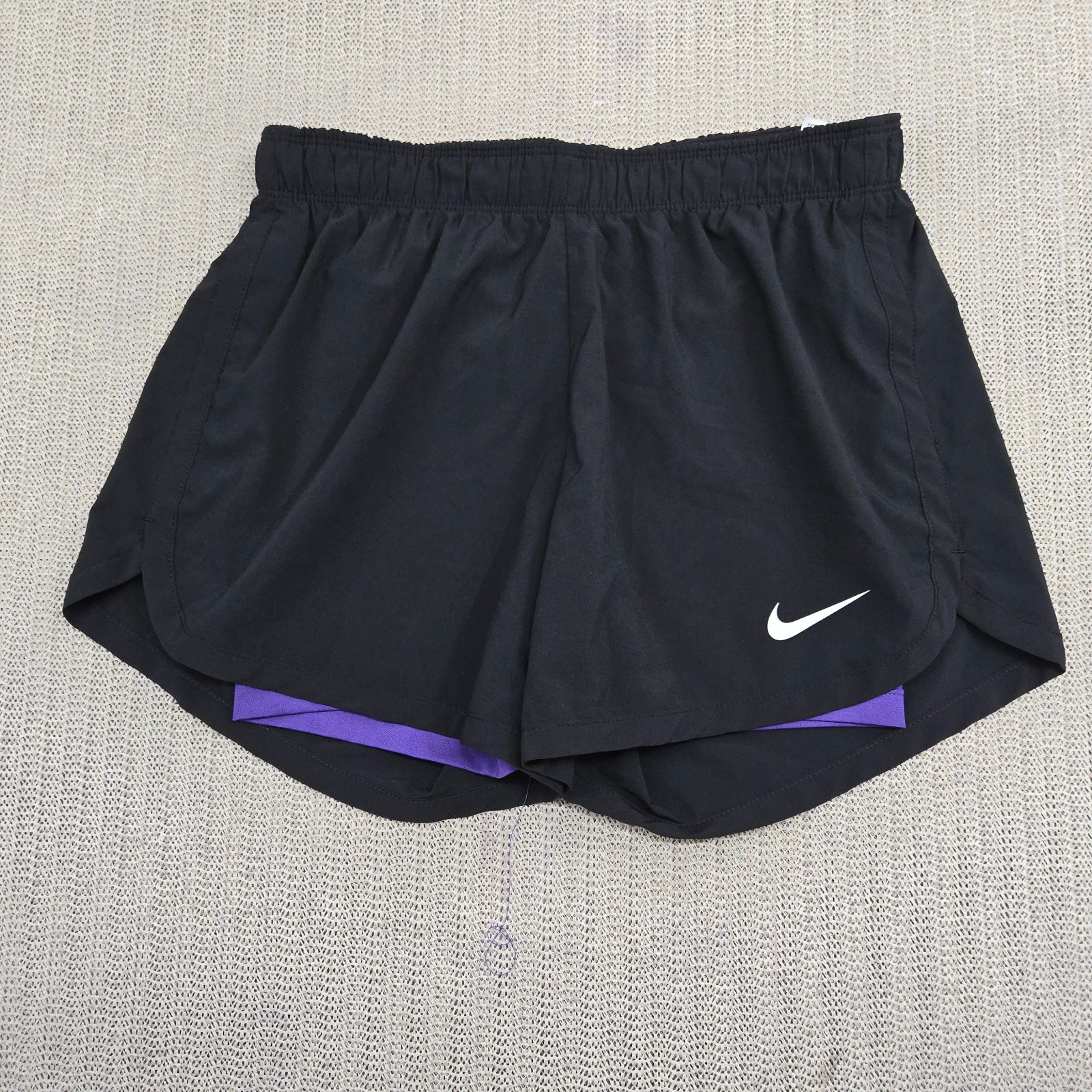 Nike Dri Fit Running Shorts Womens Small Black Atheltic Lined Training Swoosh