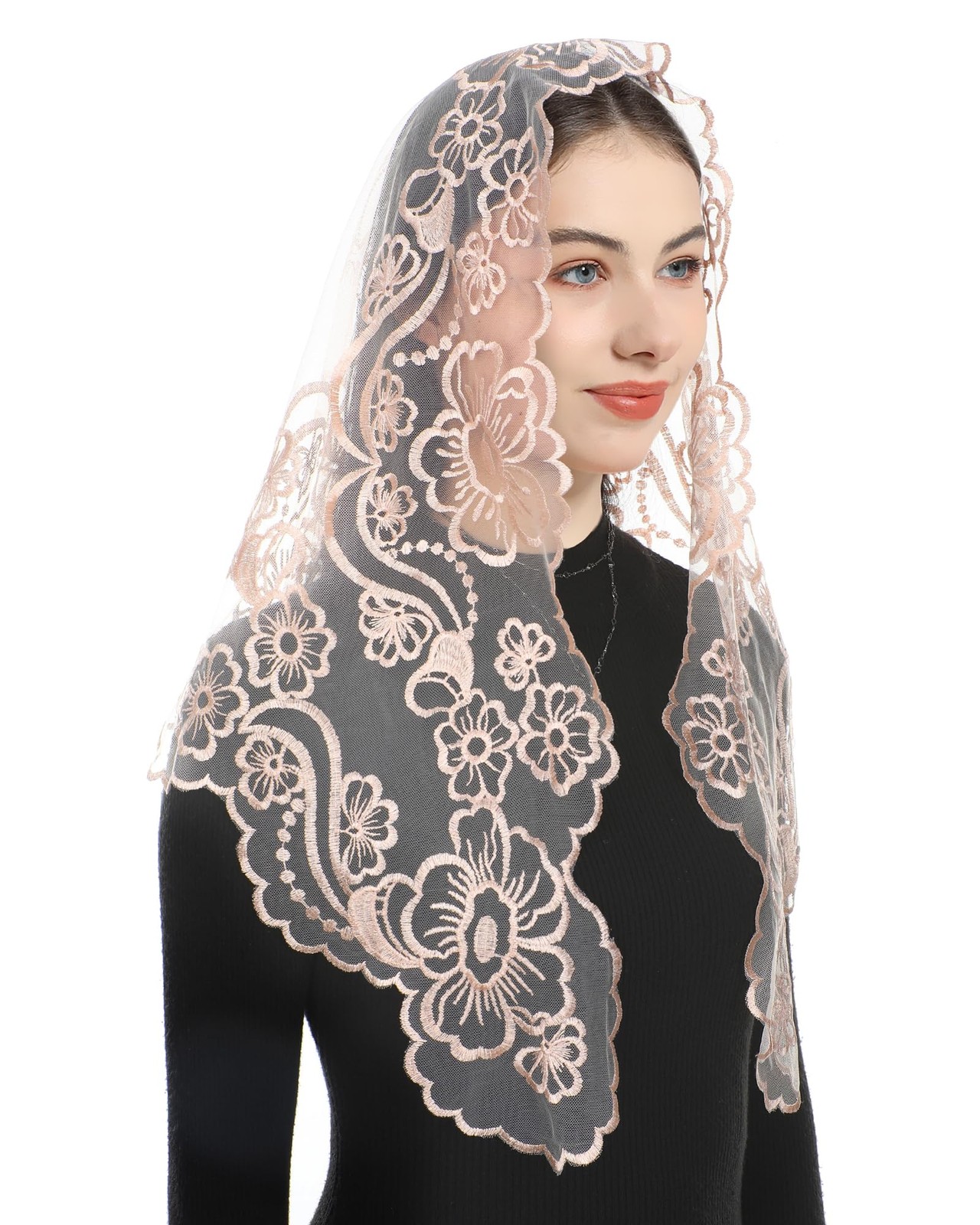 Church Mantilla Catholic Veil: Our Lady of Guadalupe Embroidered Lace Chapel …
