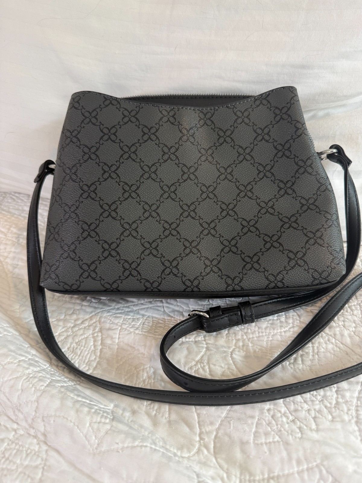 Nine West Purse Calandra Mini Dome Crossbody Purse Grey Black Bag
