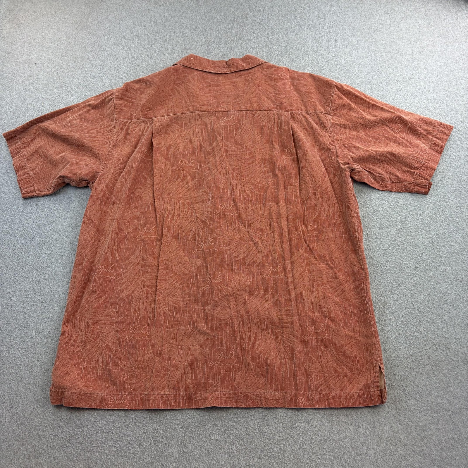 Duke Kahanamoku Shirt Mens XL Orange Floral Hawaiian Short Sleeve Button Up