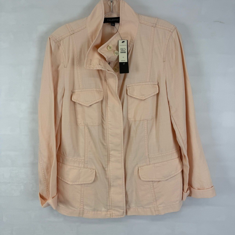 NEW Talbots Peach Utility Jacket Safari Style Cotton Blend Women’s Size 10