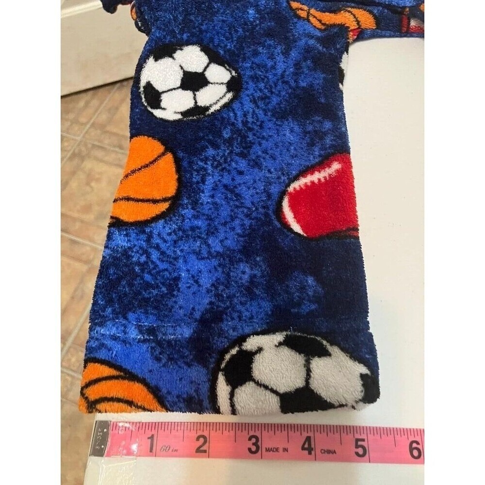 Cherokee Kids Blue Fleece Bath Robe Size S Basketball Football Soccer