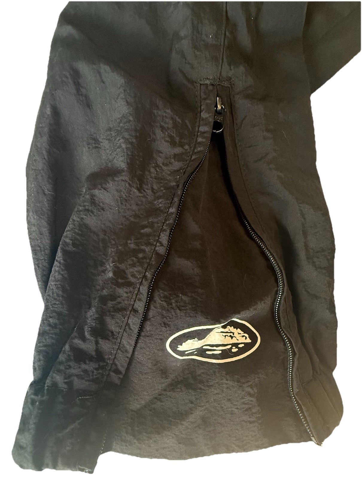 corteiz track pants men’s medium black Y2K japan style alcatraz zip streetwear