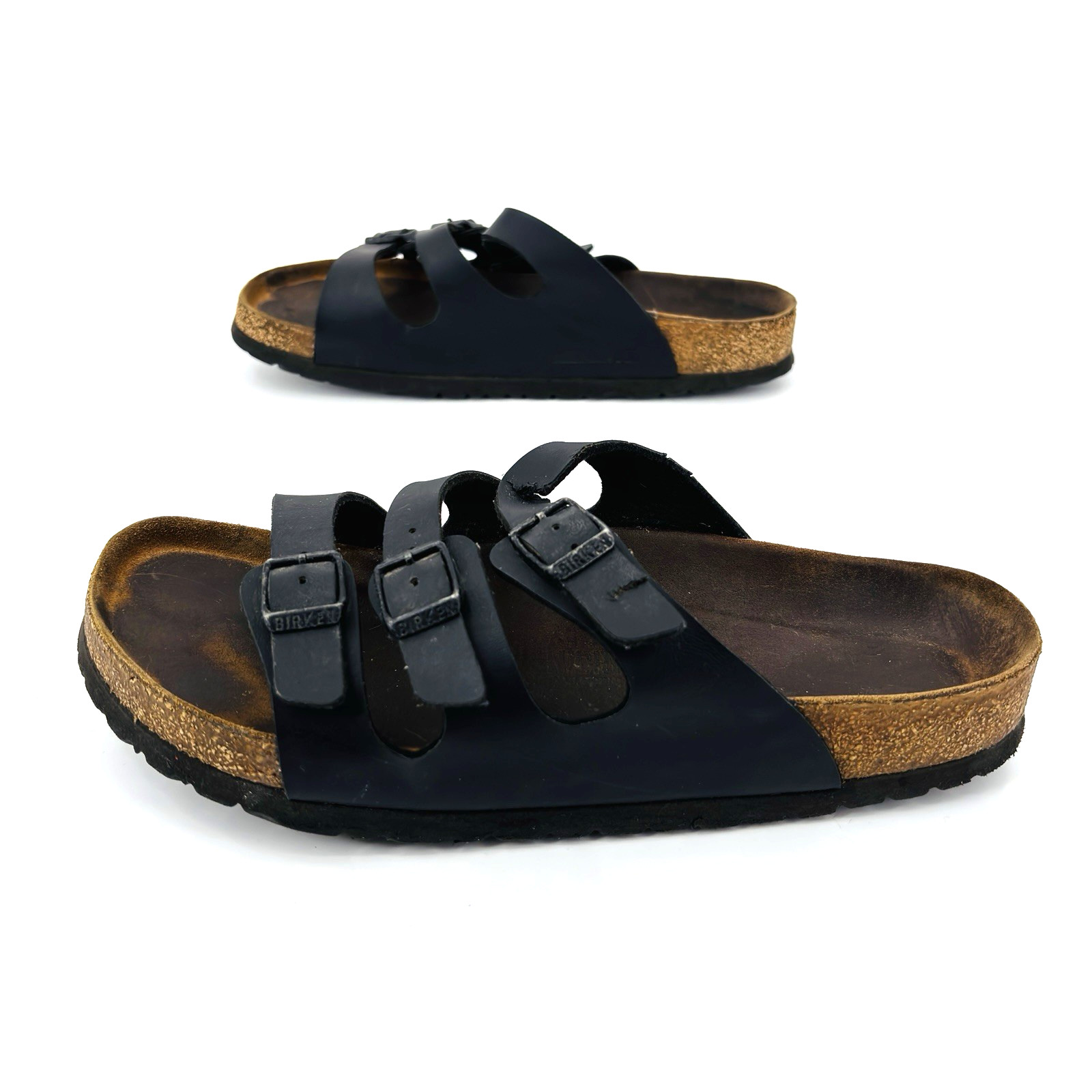 Soft Footbed Womens 10-10.5 41 Birkenstock Florida Black Birkoflor Slide Sandals