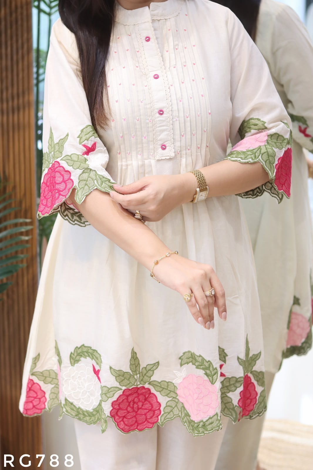 Pure Mul Chanderi Cutwork Embroidery Designer Coord set