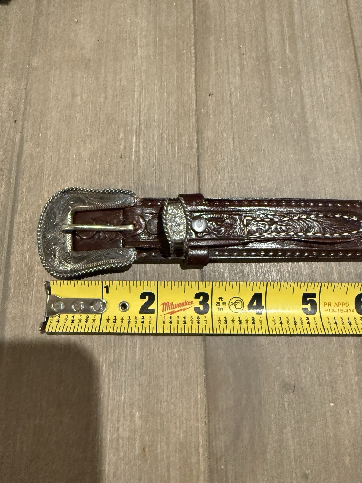 VOGT 3 Piece Sterling Silver .925 Buckle Tex Tan Leather Belt Size 36