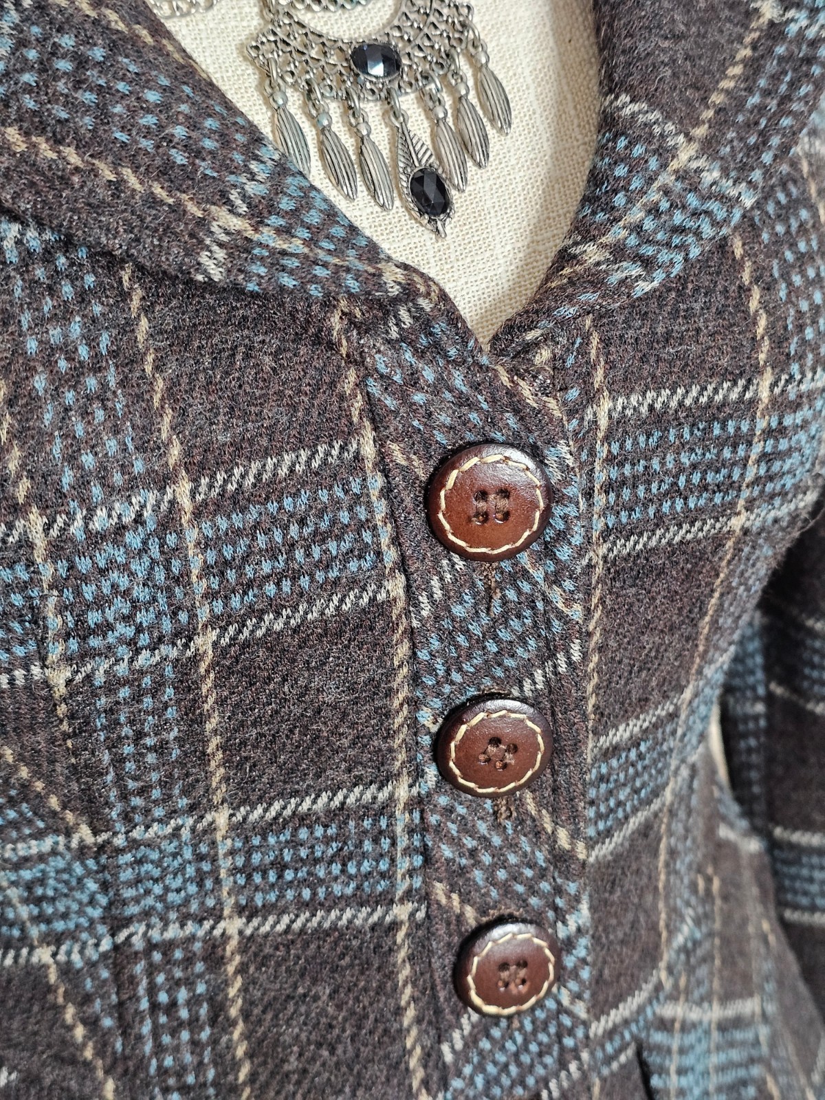 Nanette Lepore Wool Leather Buttons & Sleeve Cuff Rear Ruffles Blazer Jacket 2