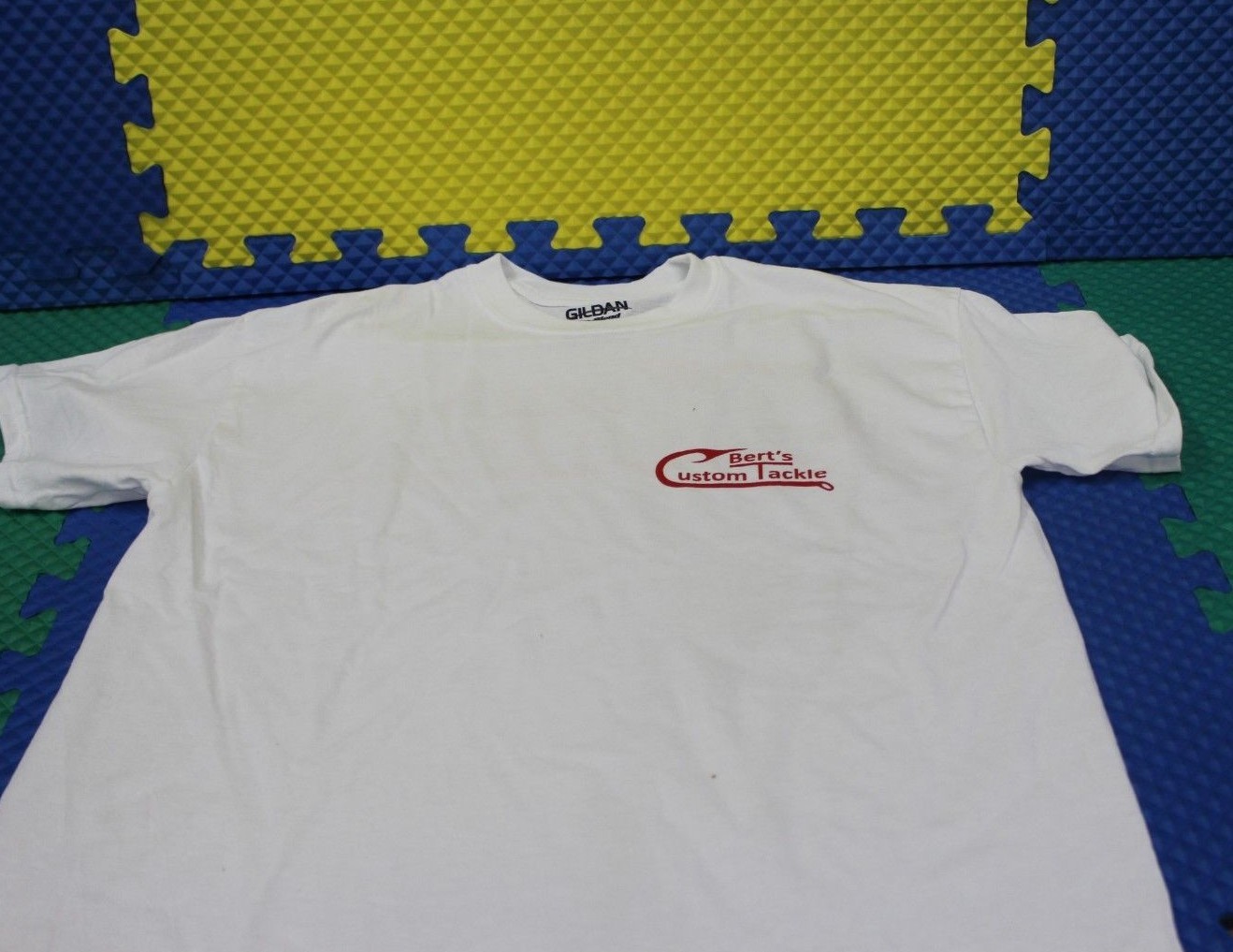 Bert’s Custom Tackle White Short SLV 50/50 Poly Cotton Dry Blend Choose Size