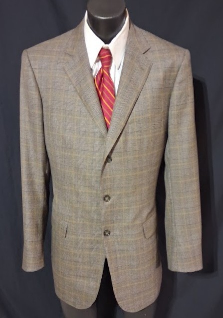 David August Stunning Brown Plaid Sport Coat Dual Vents Surgeon Cuffs 44XL