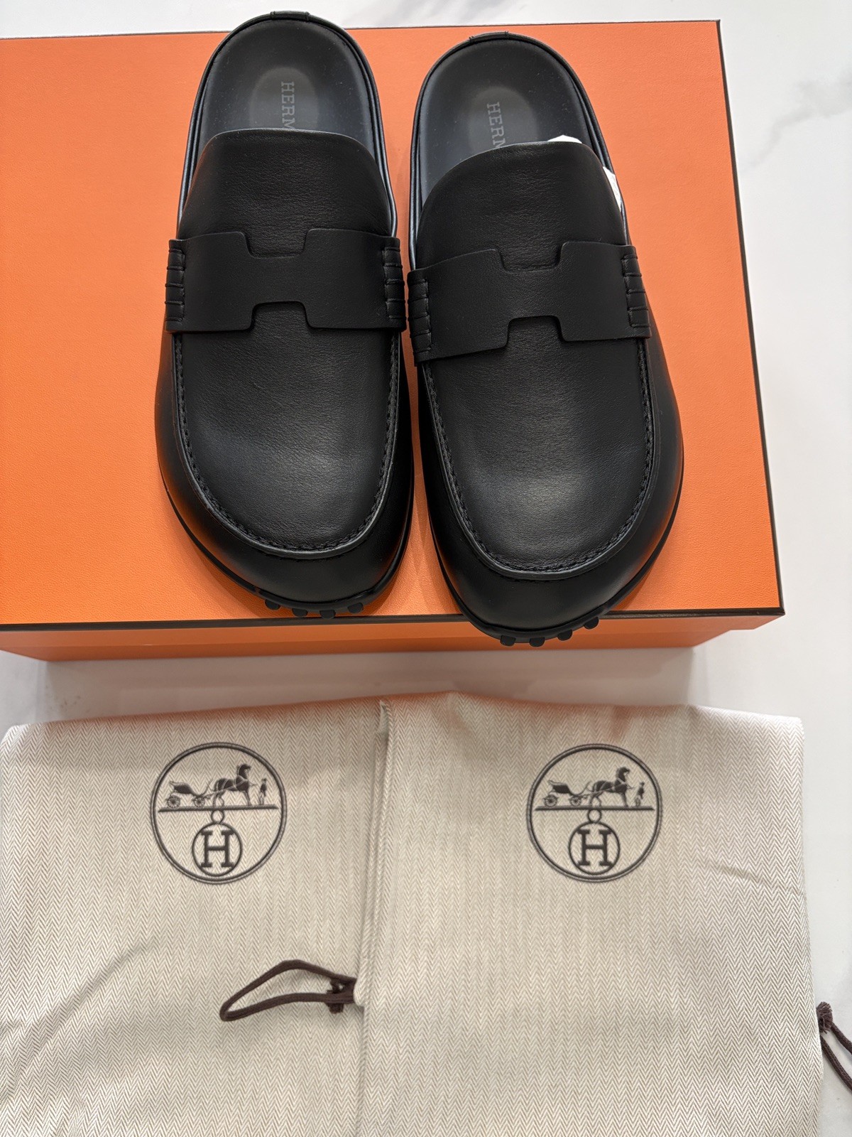Brand nww HERMES Go mix Mule Noir Calfskin Women 37 38 39 40 41