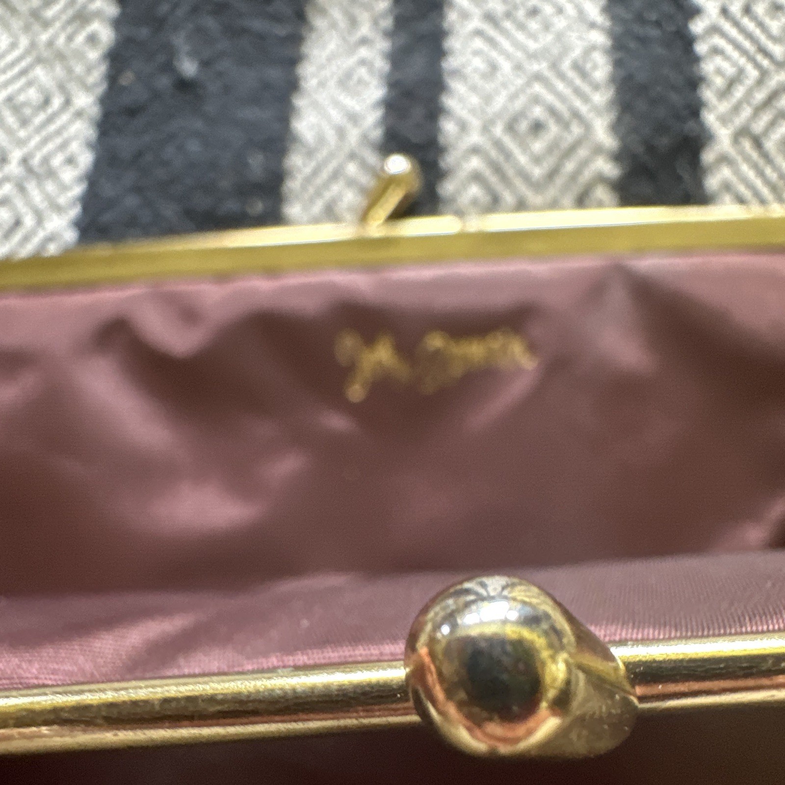 John Romain Brown Kiss Lock Solid Coin Wallet for Women Logo Accent 7.75 inches