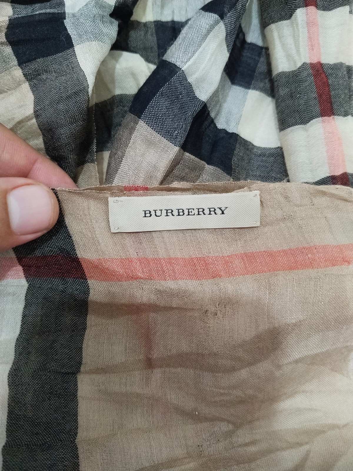 Burberry Nova Check women Scarf Stole Shawl wool Silk in Beige made in Scotland