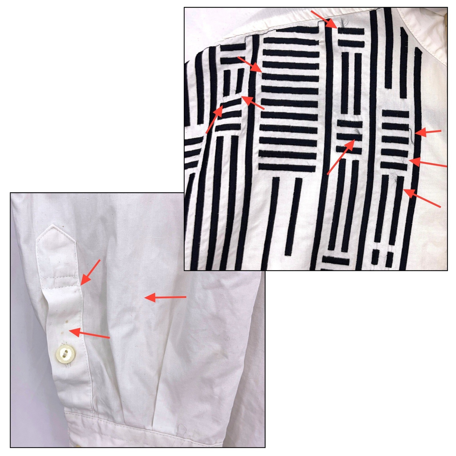 Austin Kane White Button Down Shirt XL Geometric Embroidered