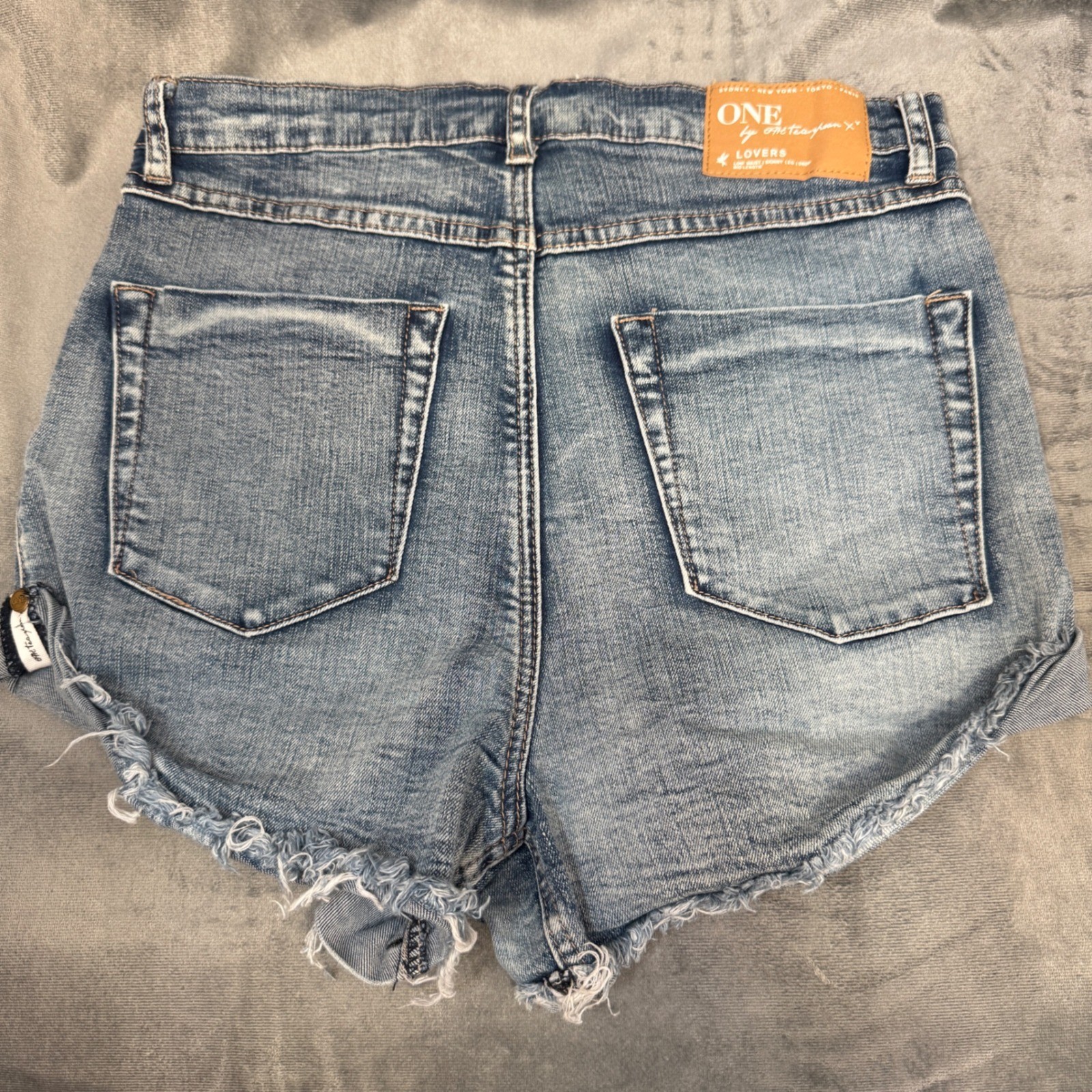 One Teaspoon Womens Denim Shorts 26 Blue Button Fly Frayed Lovers Boho Stretch
