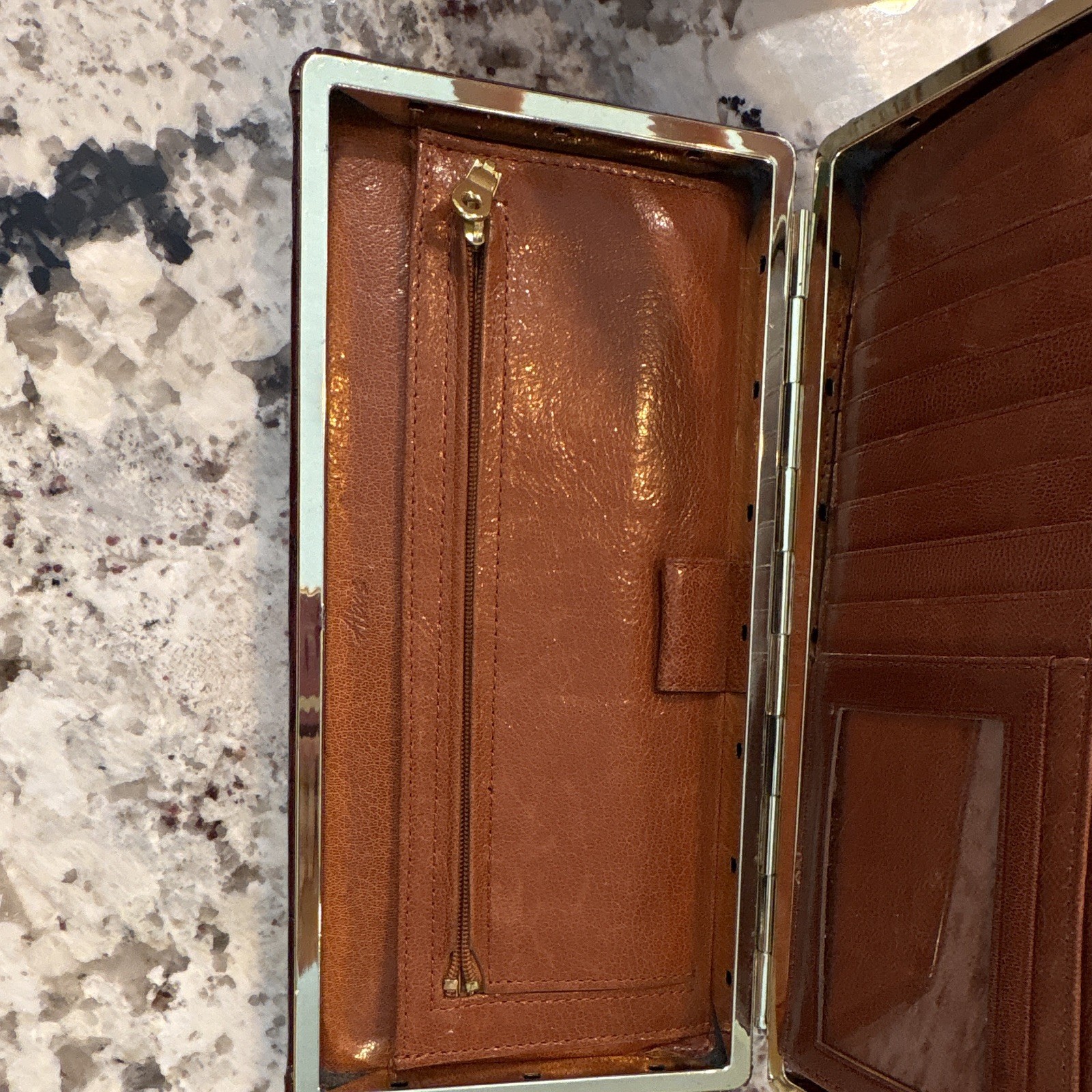 Etienne Aigner Brown Crocodile Wallet Zip Coin Pocket ID Window Credit Card