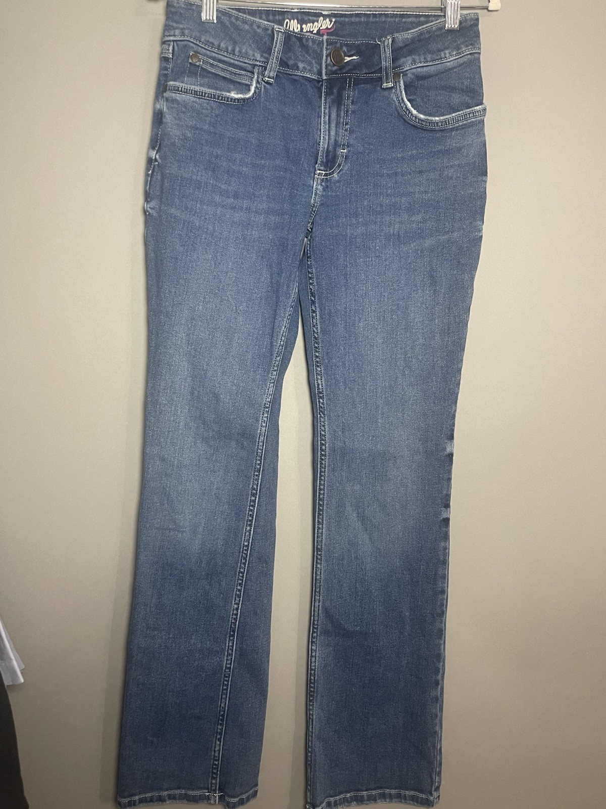 Wrangler Women’s Boot Cut Jeans 7×34 Medium Wash Stretch Western Embroidered