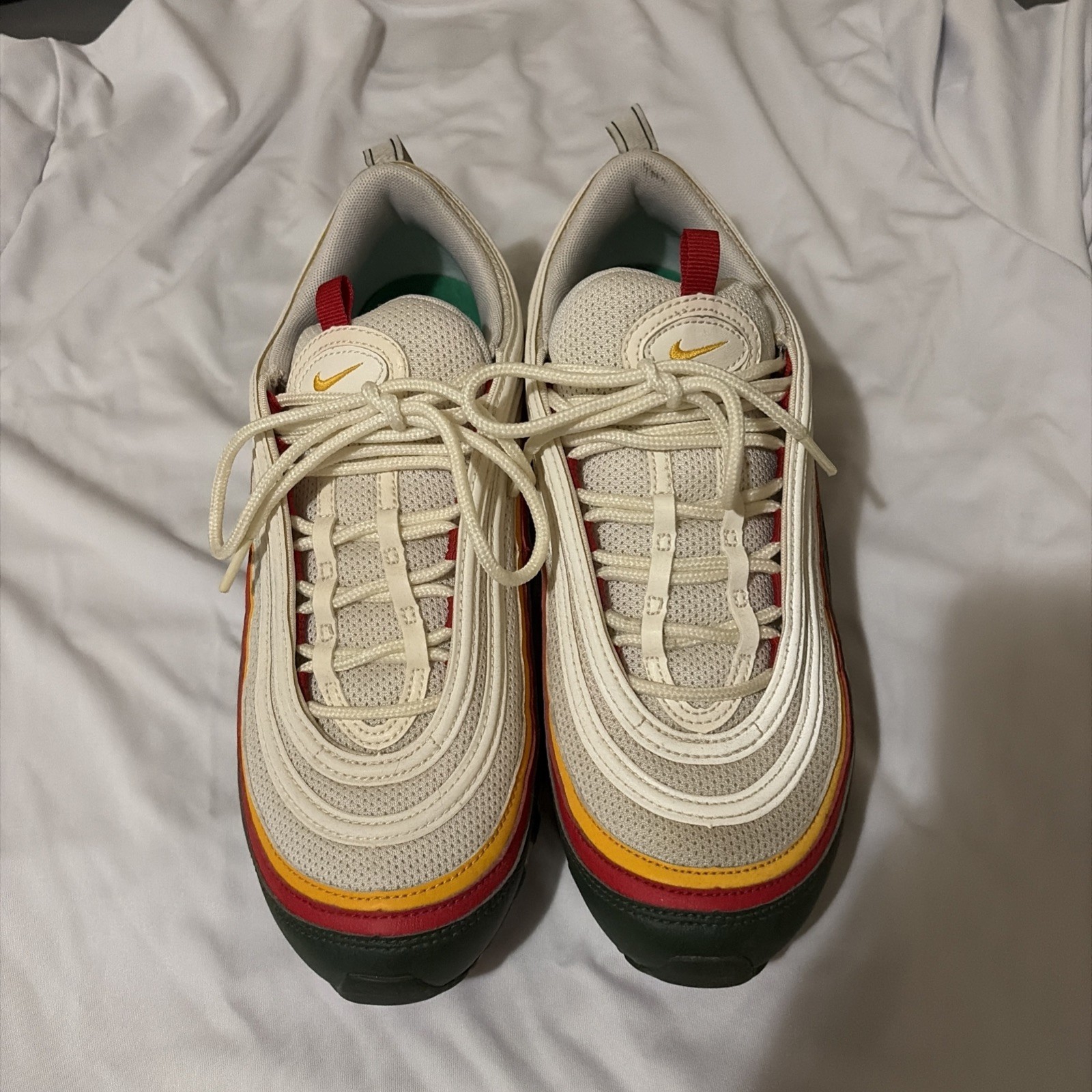 Nike Air Max 97 SE Sneakers Shoes White Evergreen Men’s Size 9 Ratatouille