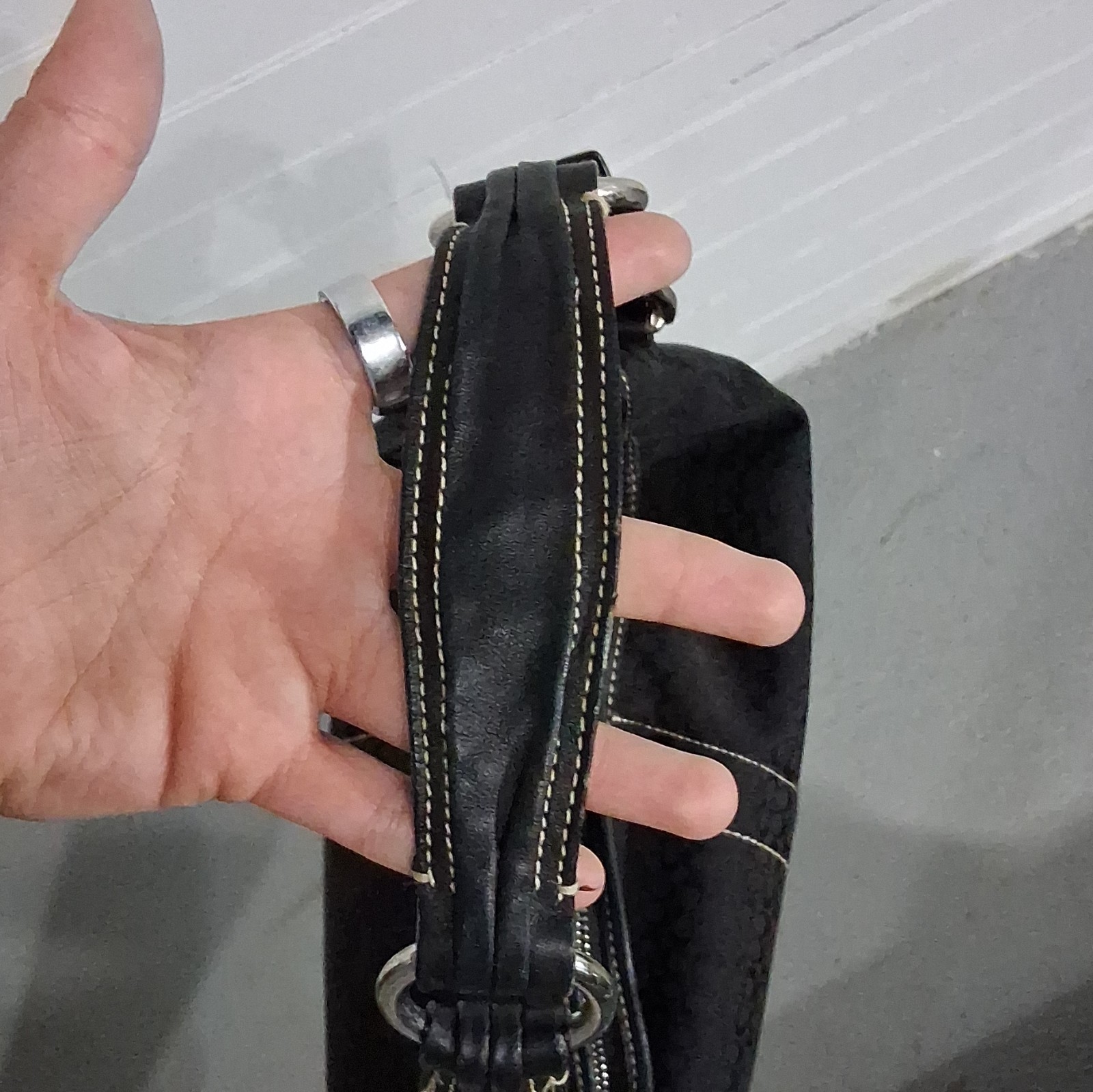 Coach Black Signature Logo Y2K Demi Bag Tassel Charm No. G052-2158