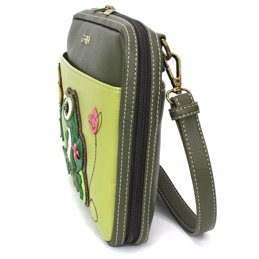 NEW CHALA GREEN TREE FROG COMPANION ORGANIZER CROSSBODY FAUX LEATHER