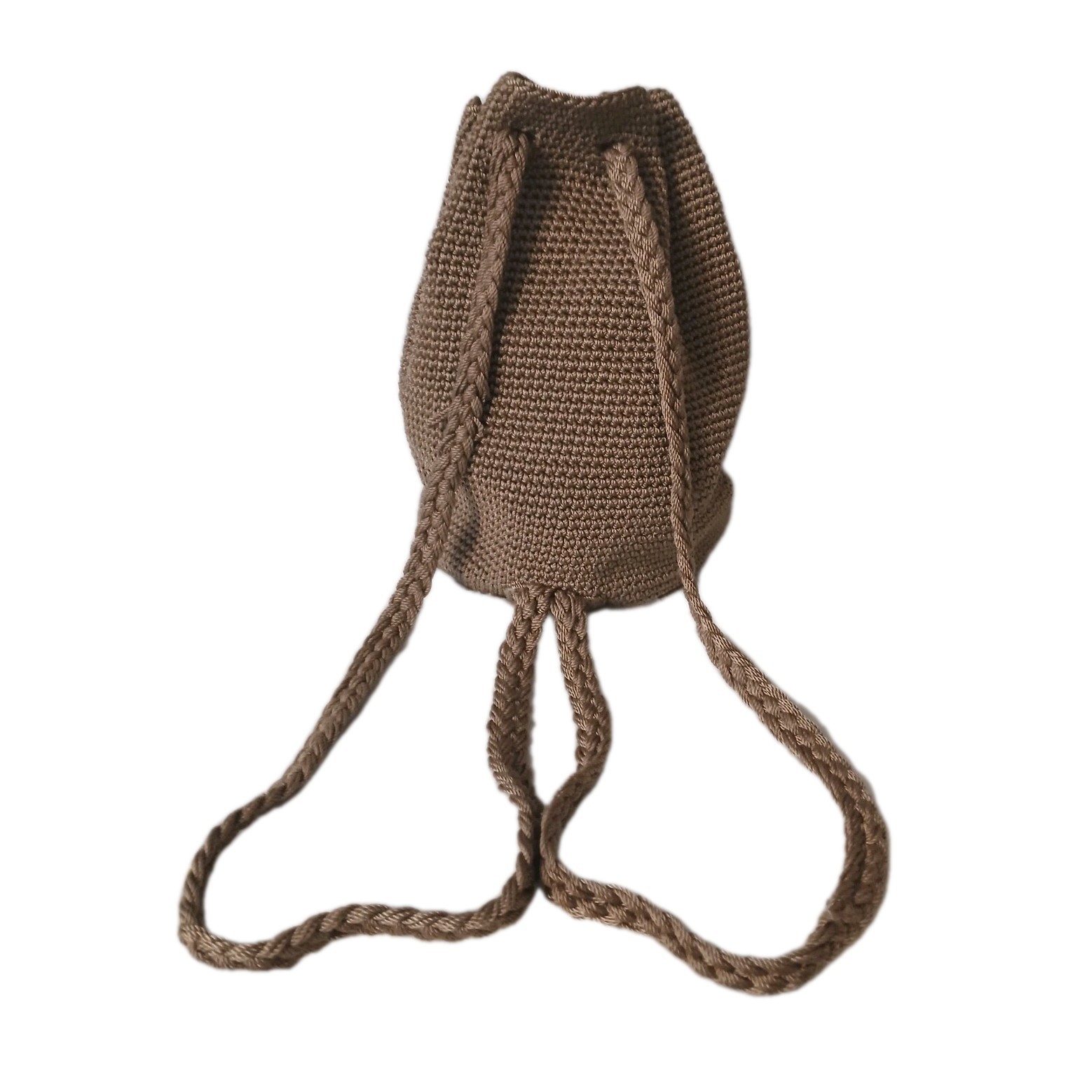 The Sak Crochet Backpack Light Brown Drawstring Tight Woven Purse Boho Sm Defect