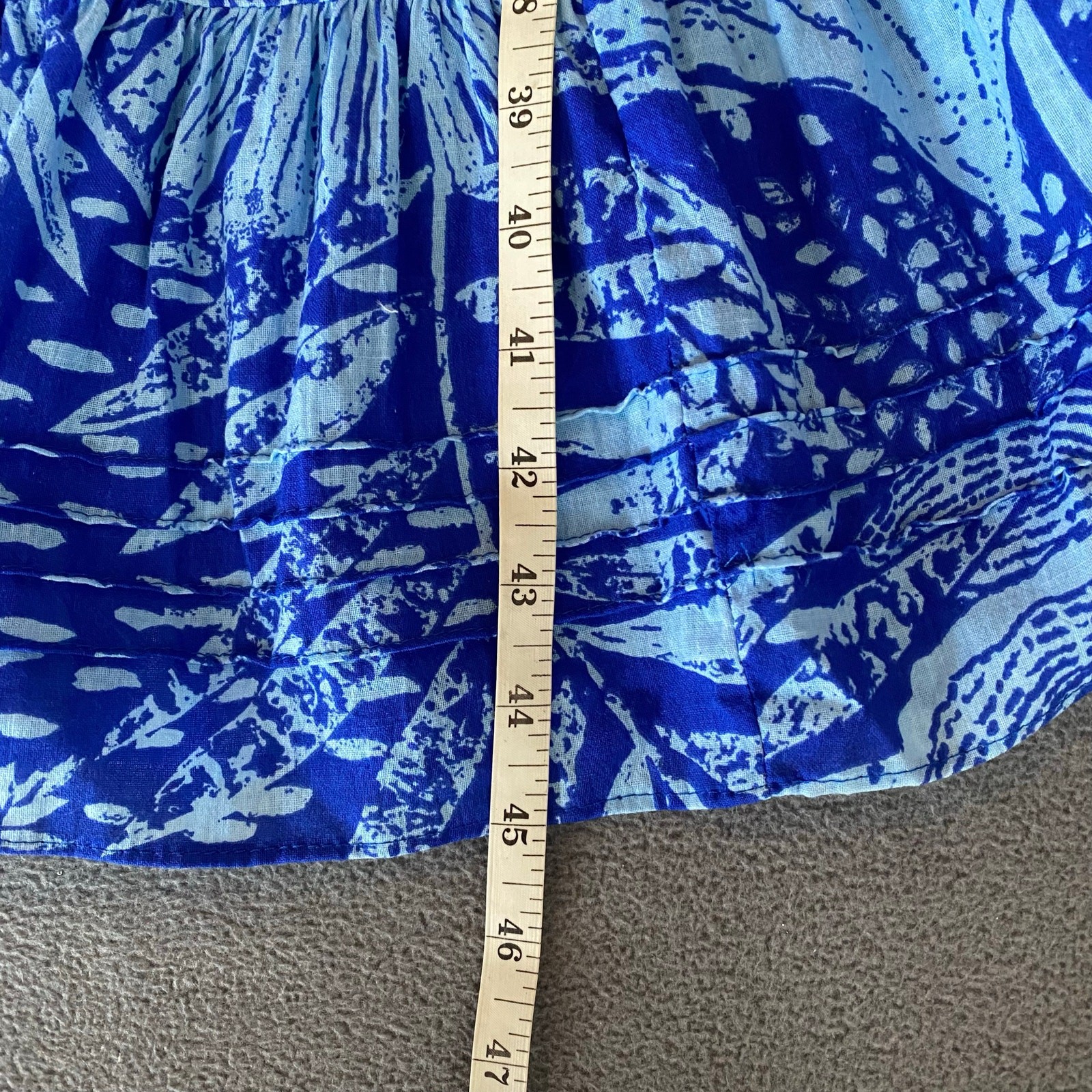 Vtg 80s 90s Two Potato Laguna Beach Midi Tiered Muumuu Dress XS Cotton Blue NOS