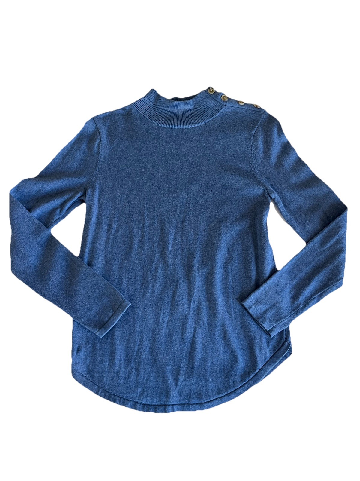 Jeanne Pierre Sweater Size Small Shoulder Button Cotton Blue