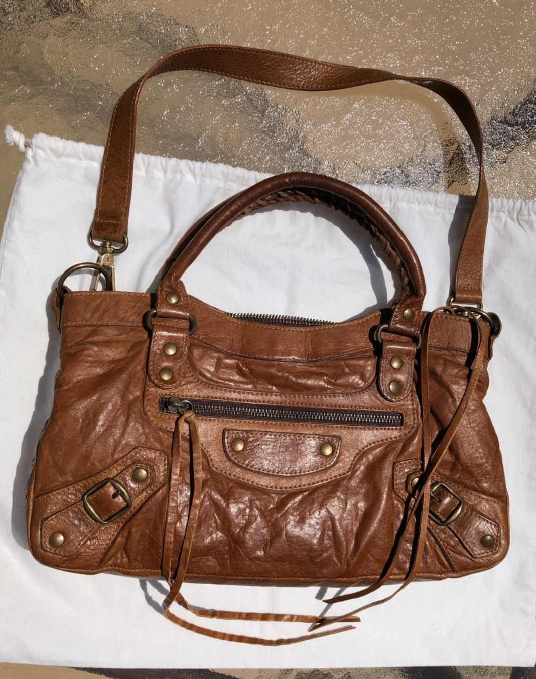 Balenciaga First 2001 LeDix Flat Brass Caramel Bag ~ Vintage First Season!