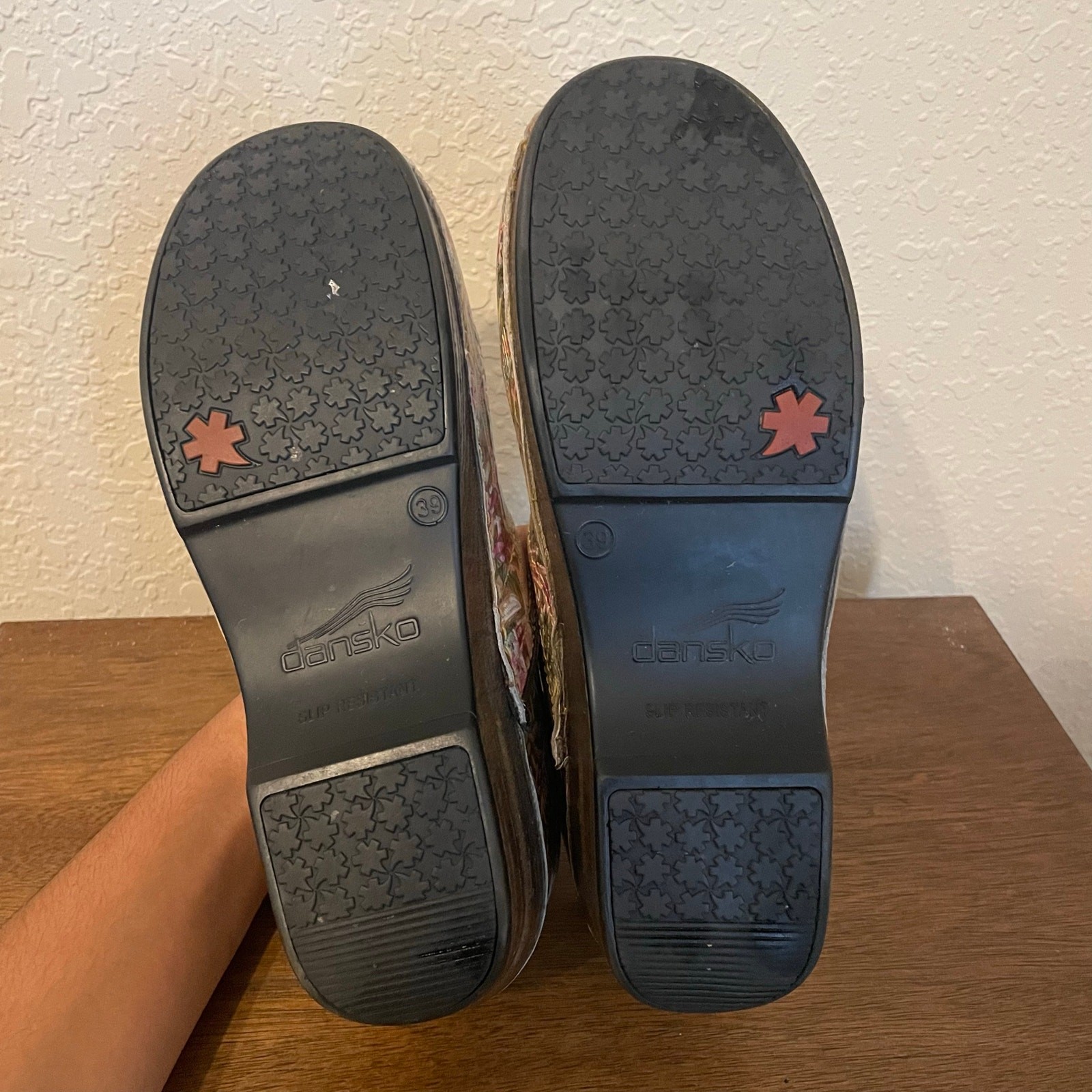 Dansko tropical print clogs