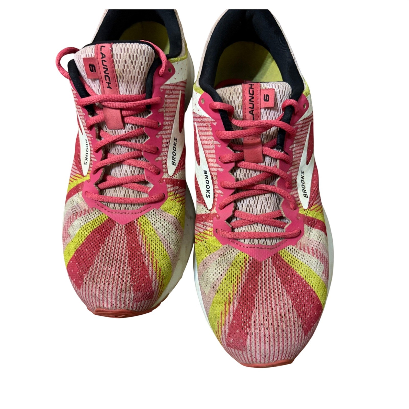 Brooks Launch 6 Run Happy Pink Lime Green Running Shoes Womens 8 1202851B685