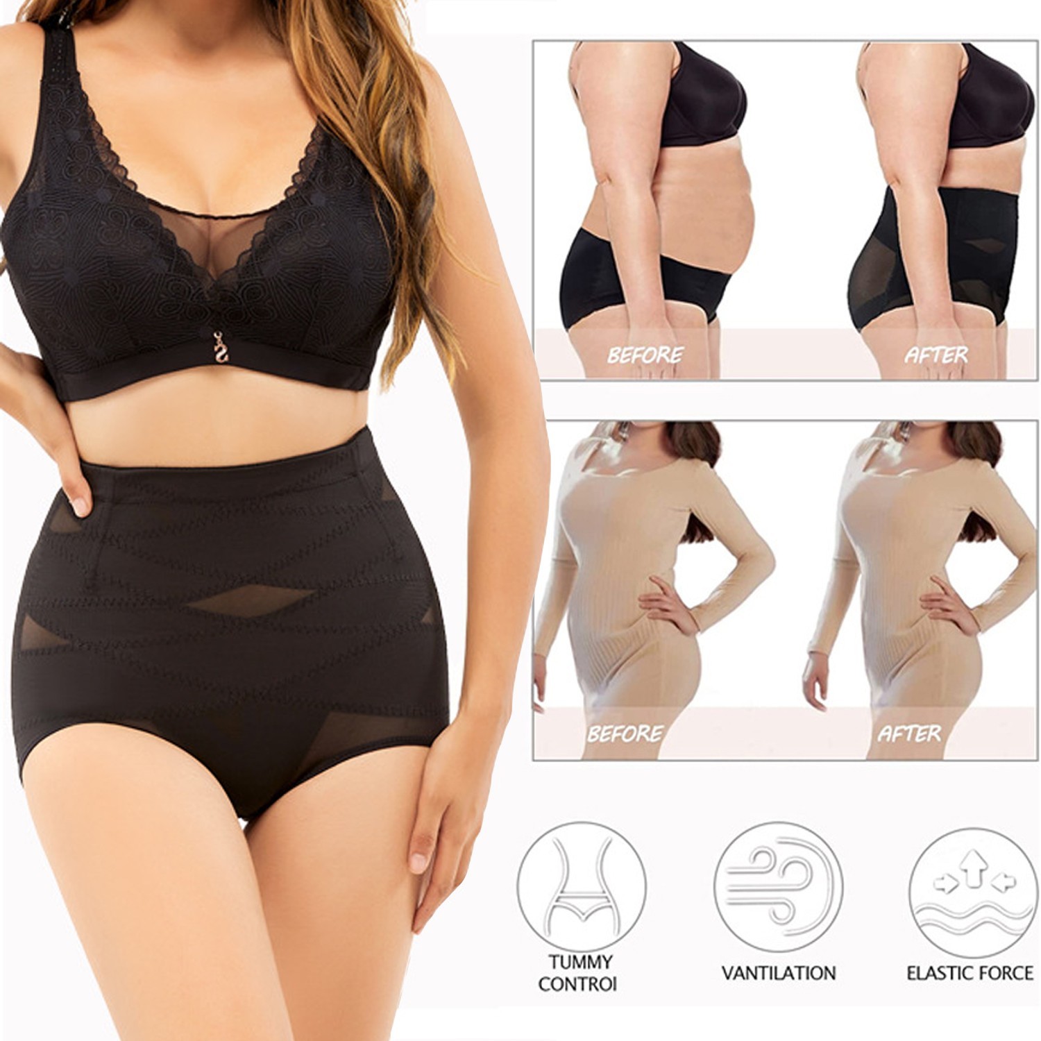 Women Tummy Control High Waist Shaper Shorts Girdle Shapewear Panties Plus Size