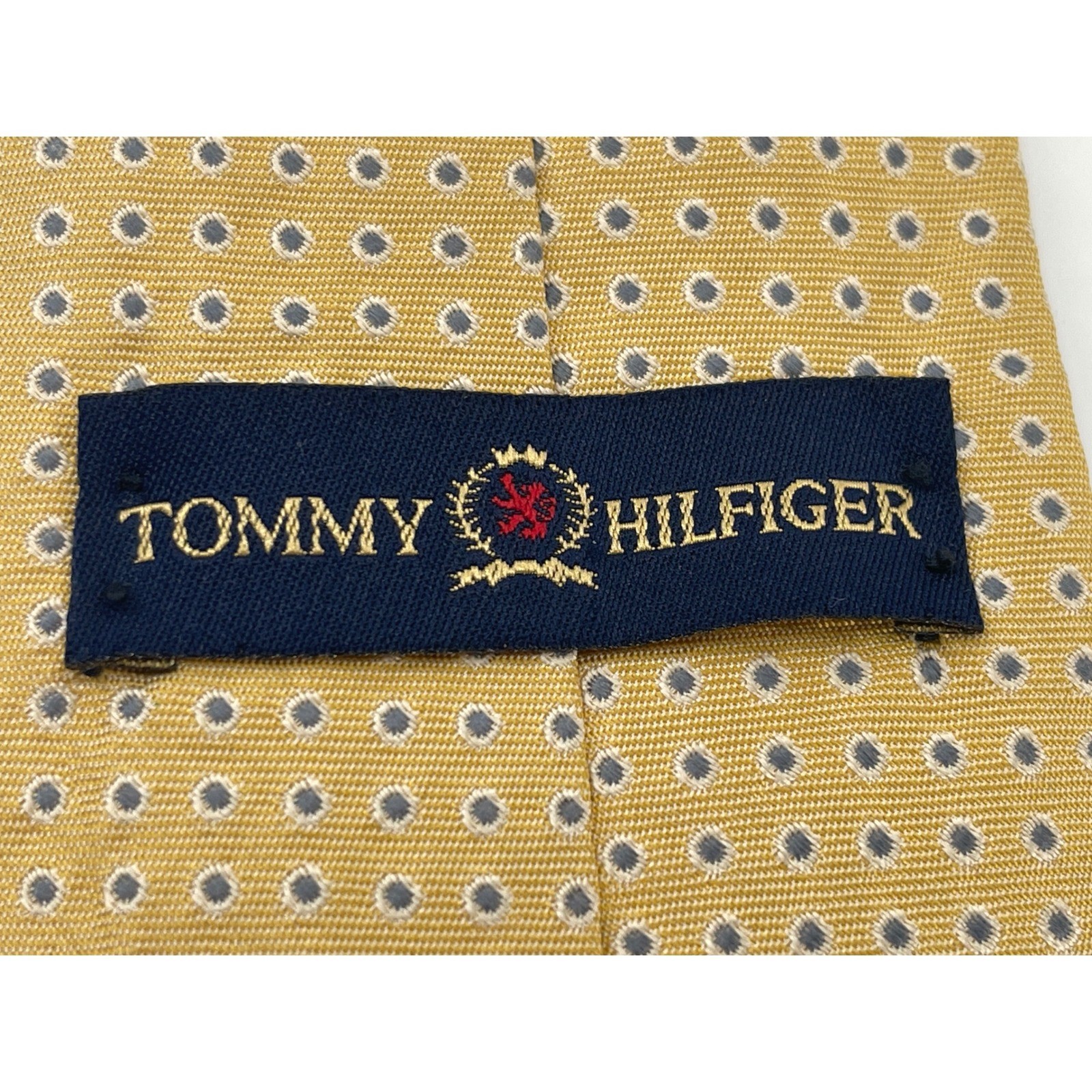Tommy Hilfiger Necktie OS Gold Excellent Silk Polka Dot Classic Professional