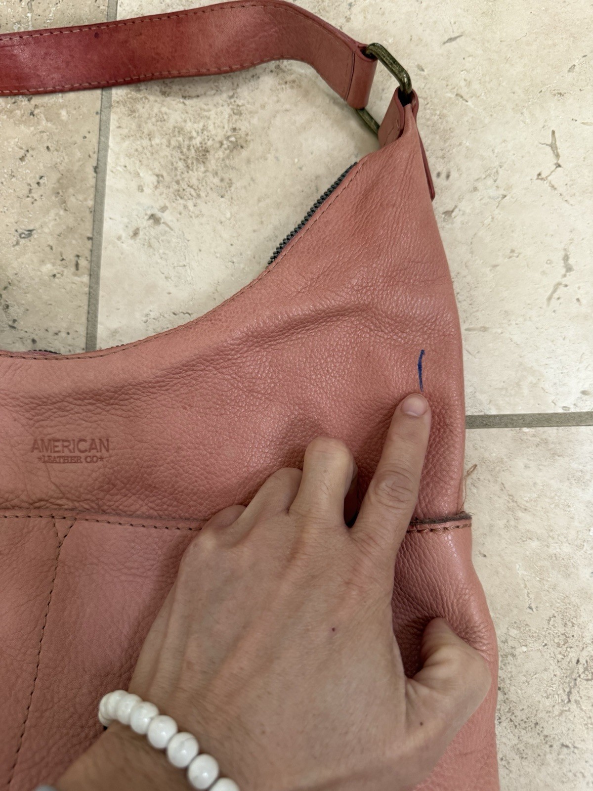 American Leather Co Shoulder Leather Handbag Pink 10×14 Vintage Good Condition