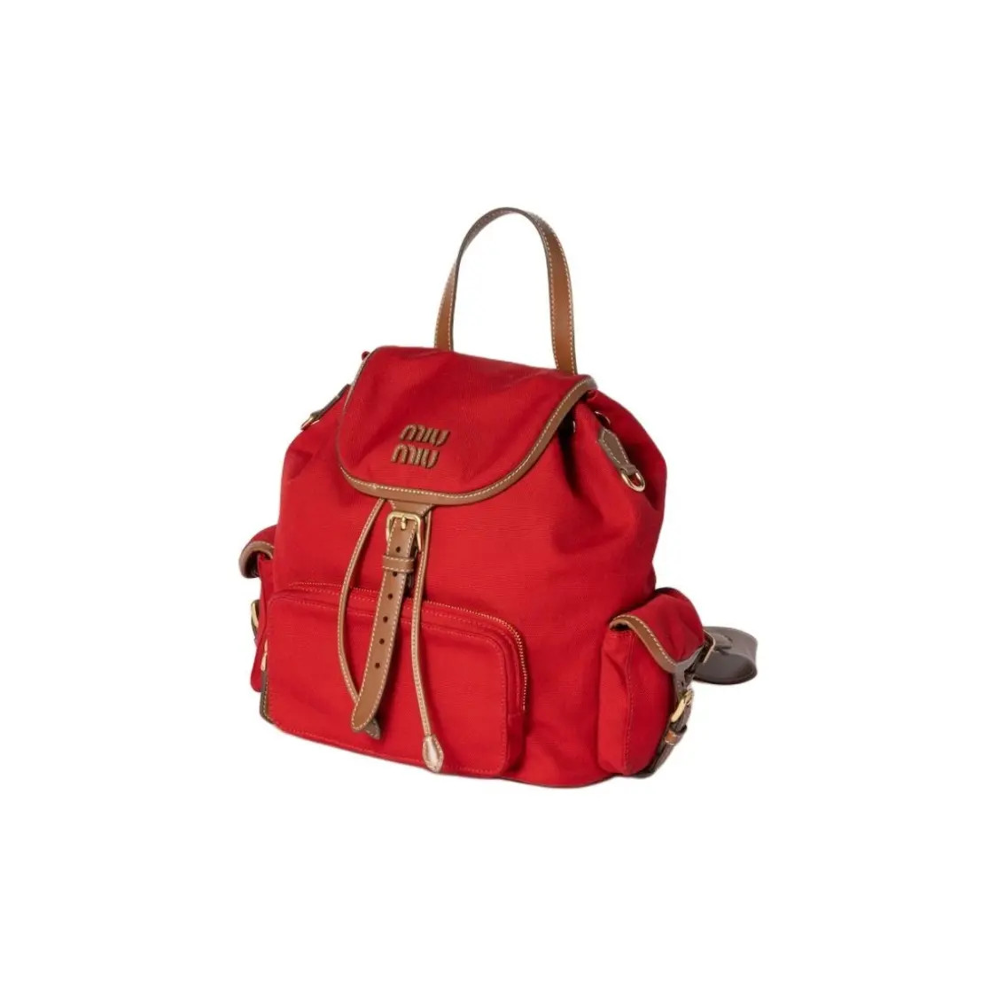 MIU MIU Cotton Backpack Regular Women’s Red Brandy 9.8×4.9×11.6 in