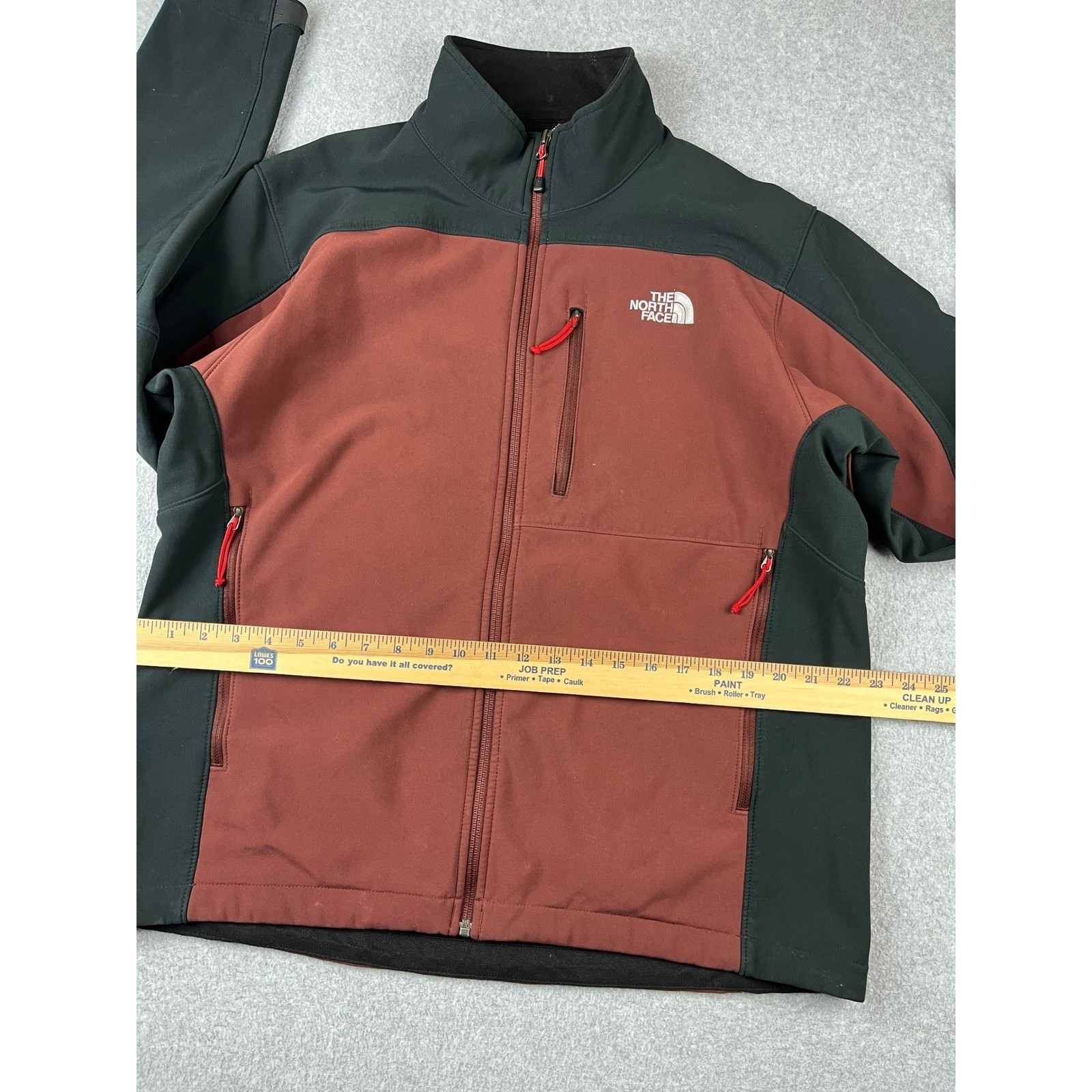 The North Face Apex Bionic Jacket Mens Large Rust Charcoal Grey Softshell Zip