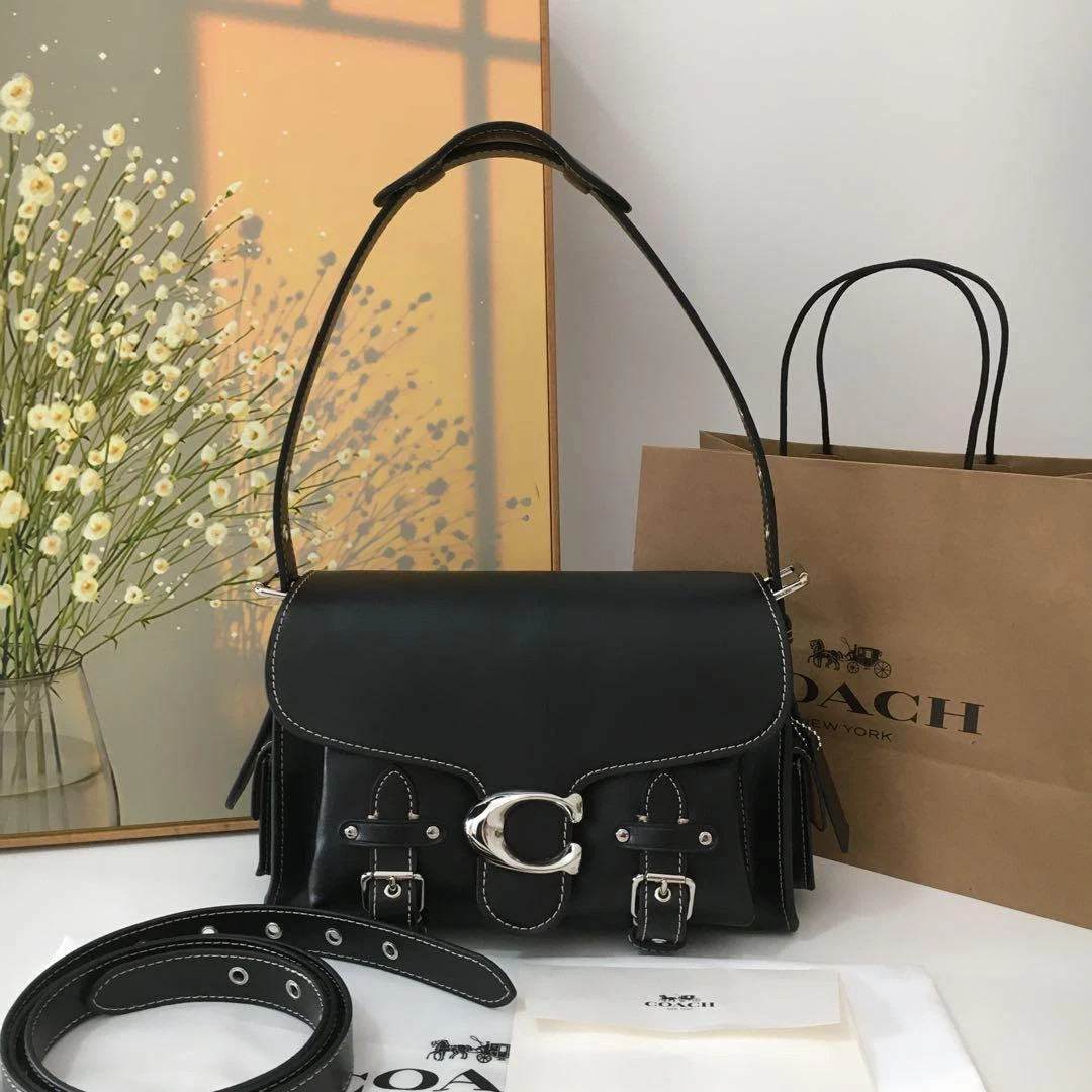 Coach CT721 Cargo Soft Tabby Shoulder Bag Black Crossbody Pre-Owned