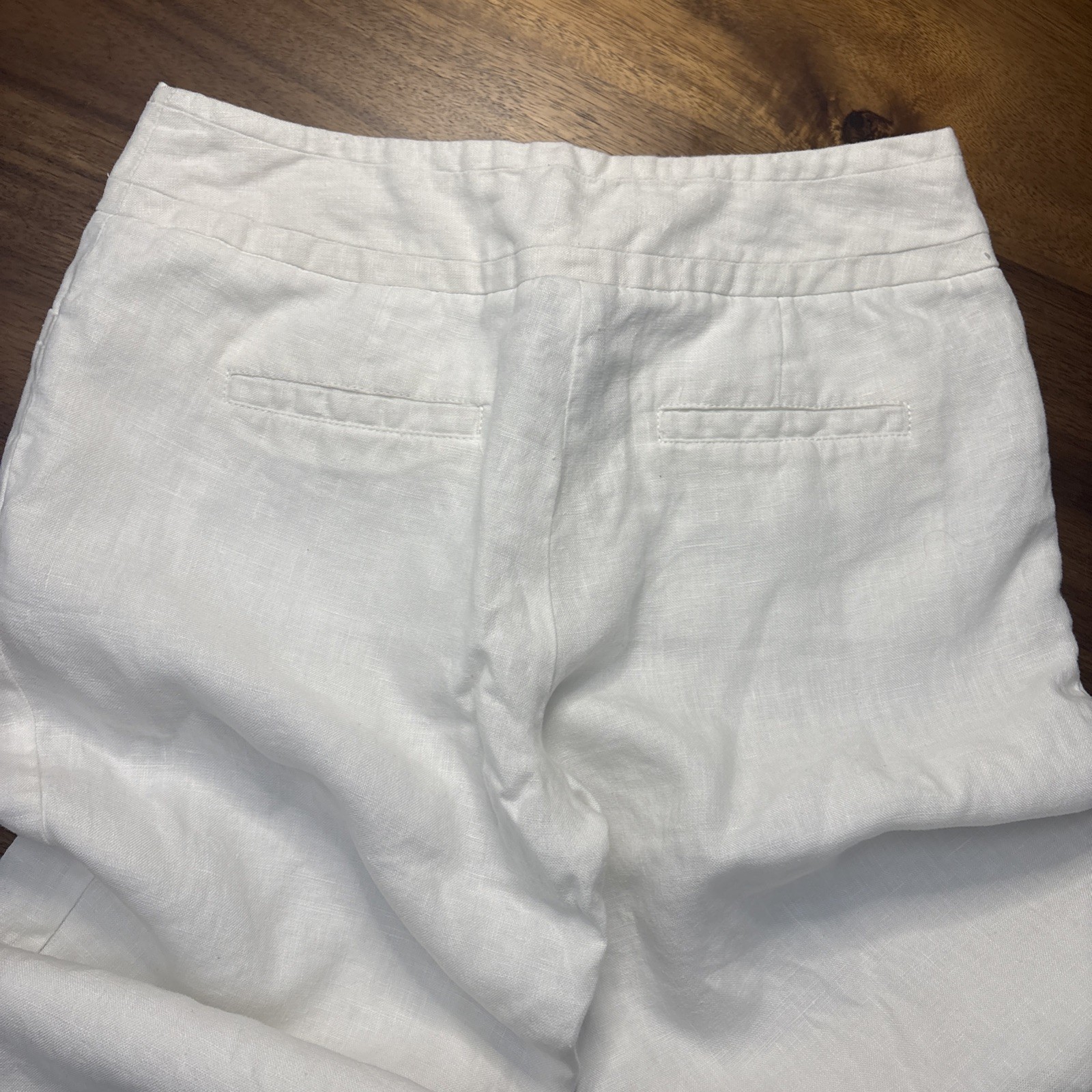 Rafaella Studio Sz 6P 100% Linen Straight Leg Classic Fit White Pants
