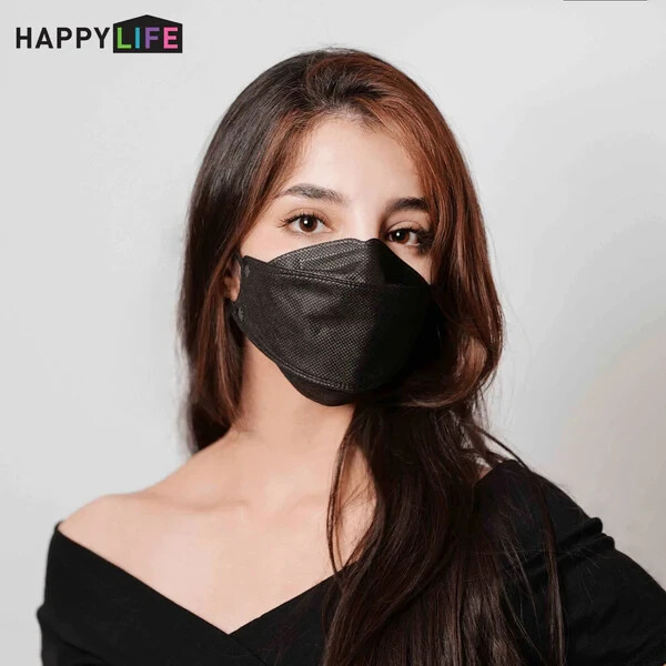 (Pack of 50) Happy Life, Good Day kf94 Black face mask Adult Size☆Made in Korea☆