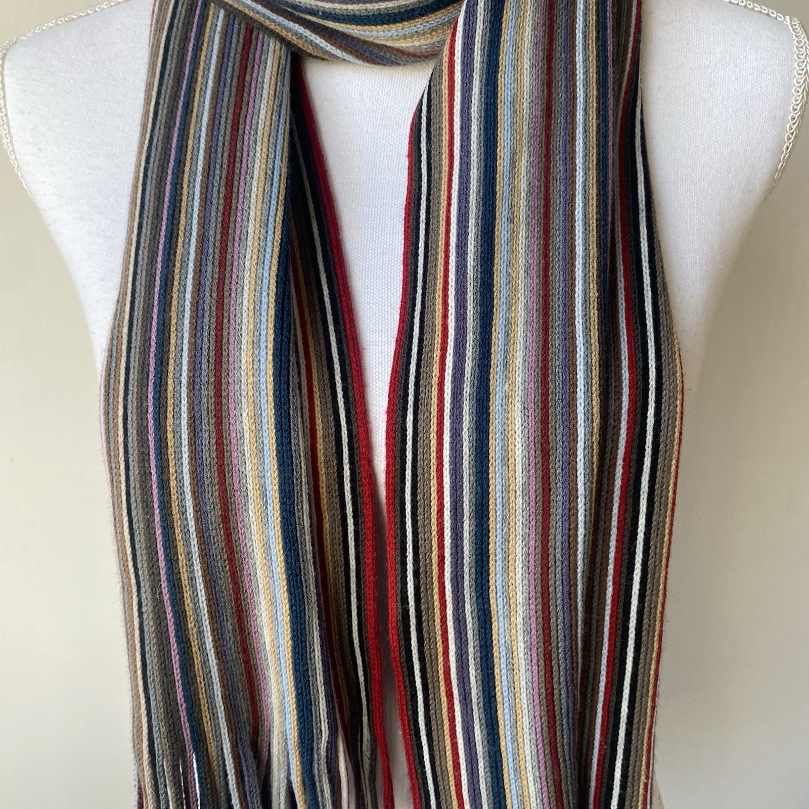FRAAS Scarf Striped Red Gray Beige Teal Purple Black Fringe Soft Men’s Women’s