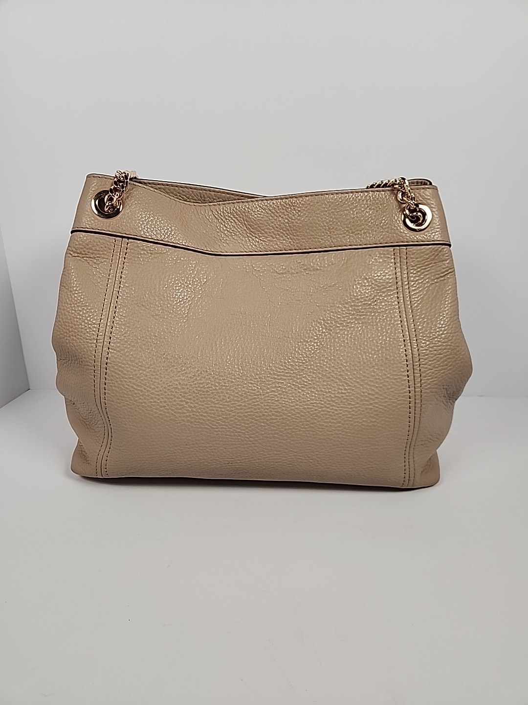 Michael Kors Jet Set Large Chain Shoulder Bag Bisque Pebbled Leather 35T9GTTE7L
