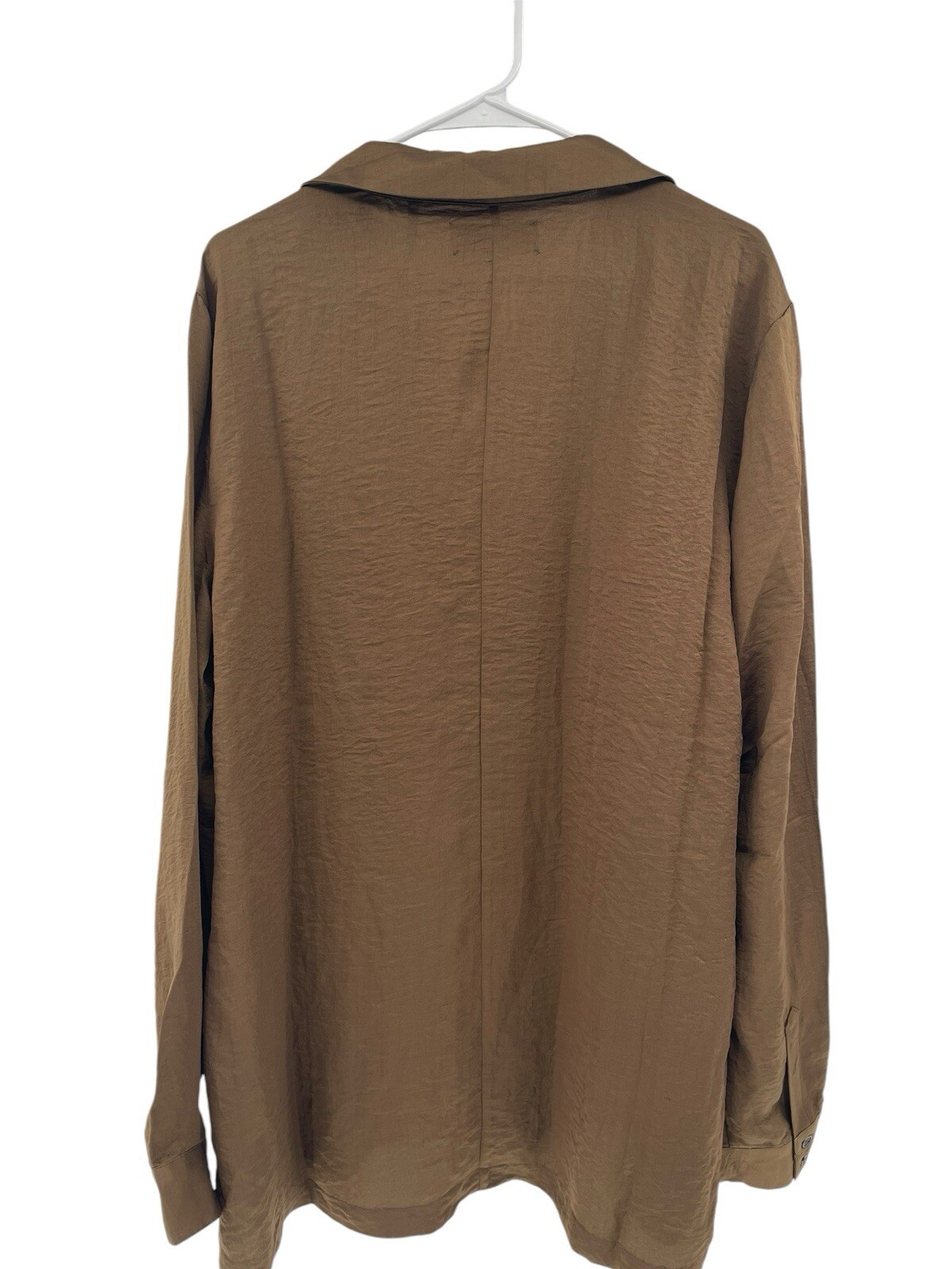 One Teaspoon Men’s Faux Silk Shirt Button Front Bronze Brown Size XL