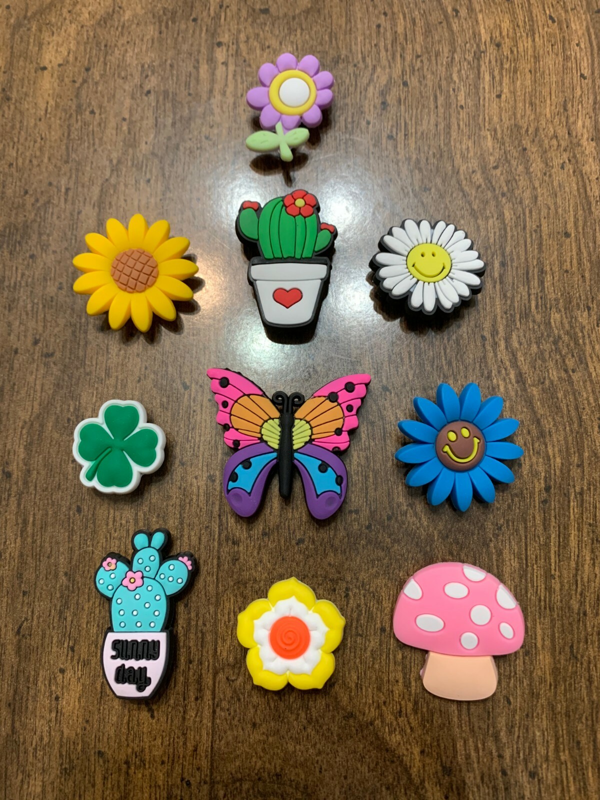 Flowers, Butterfly, Mushroom, Cactus 10 pcs Shoe Charms Bracelet Charms